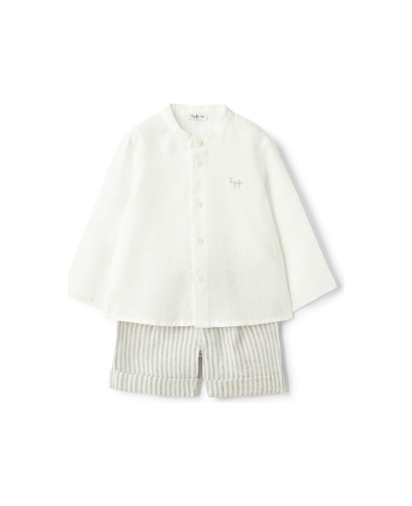 Il Gufo Grey Set Of Two With Logo Lettering On The Front In Linen Boy - Grey