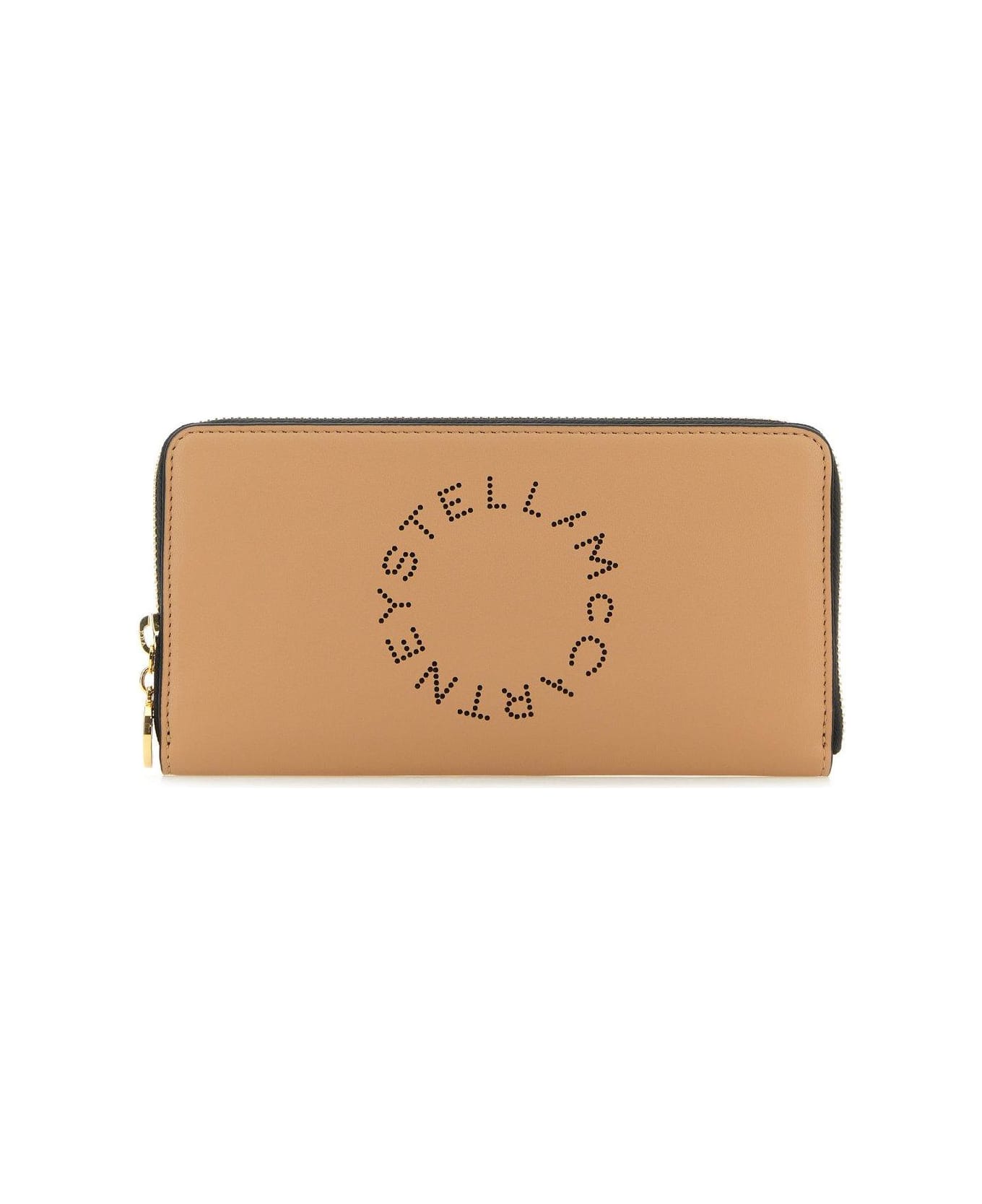 Stella McCartney Logo Perforated Zipped Wallet - SAND