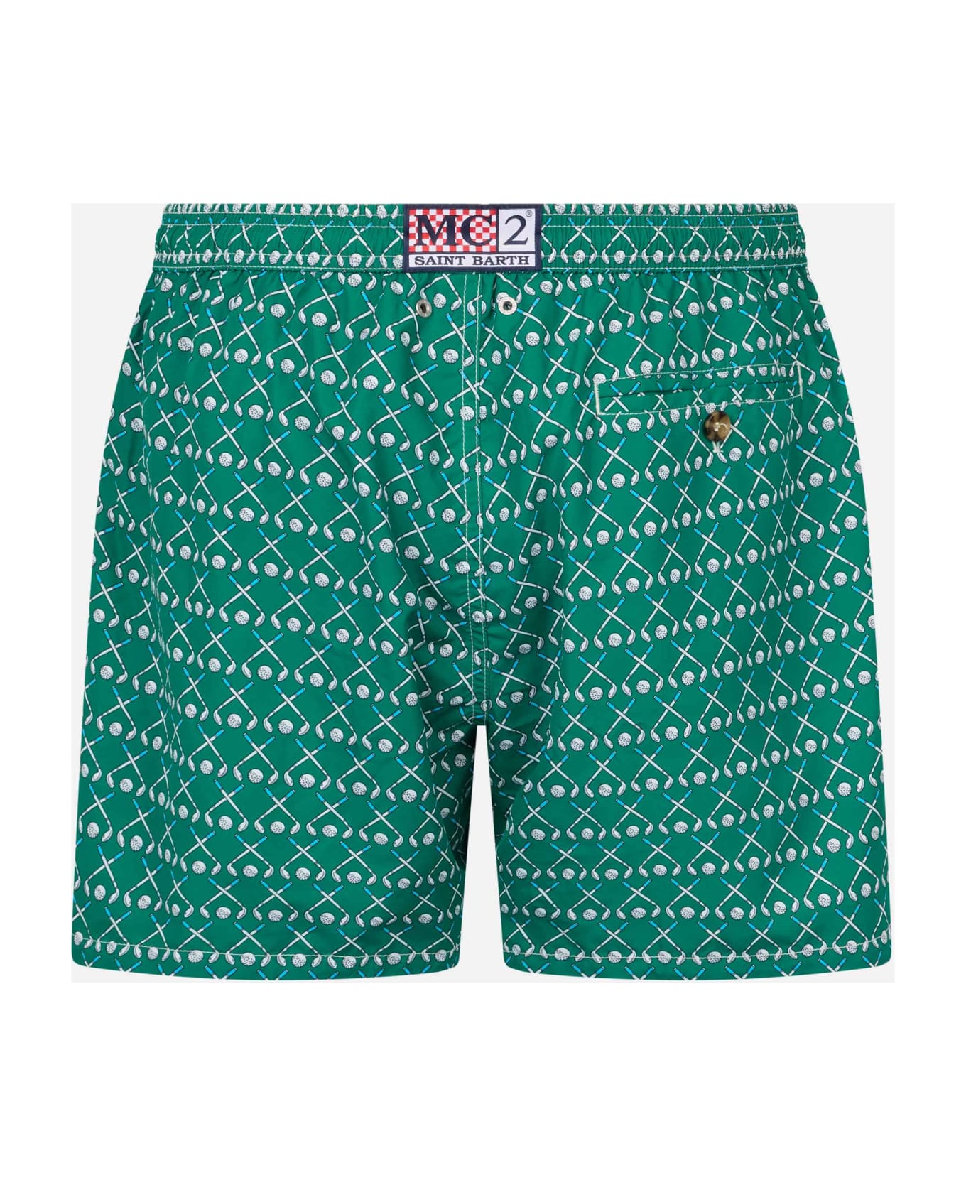 MC2 Saint Barth Man Lightweight Fabric Swim-shorts Lighting Micro Fantasy With Golf Print - GREEN