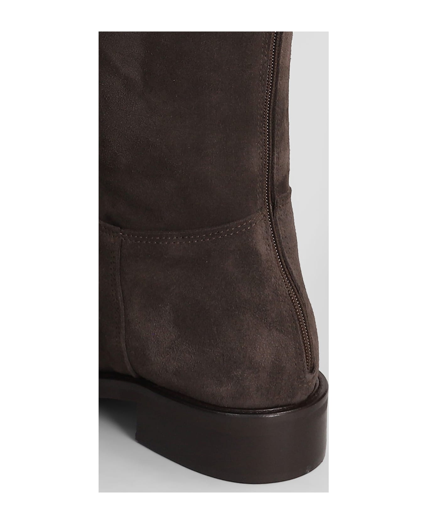 Julie Dee Low Heels Boots In Taupe Suede - taupe