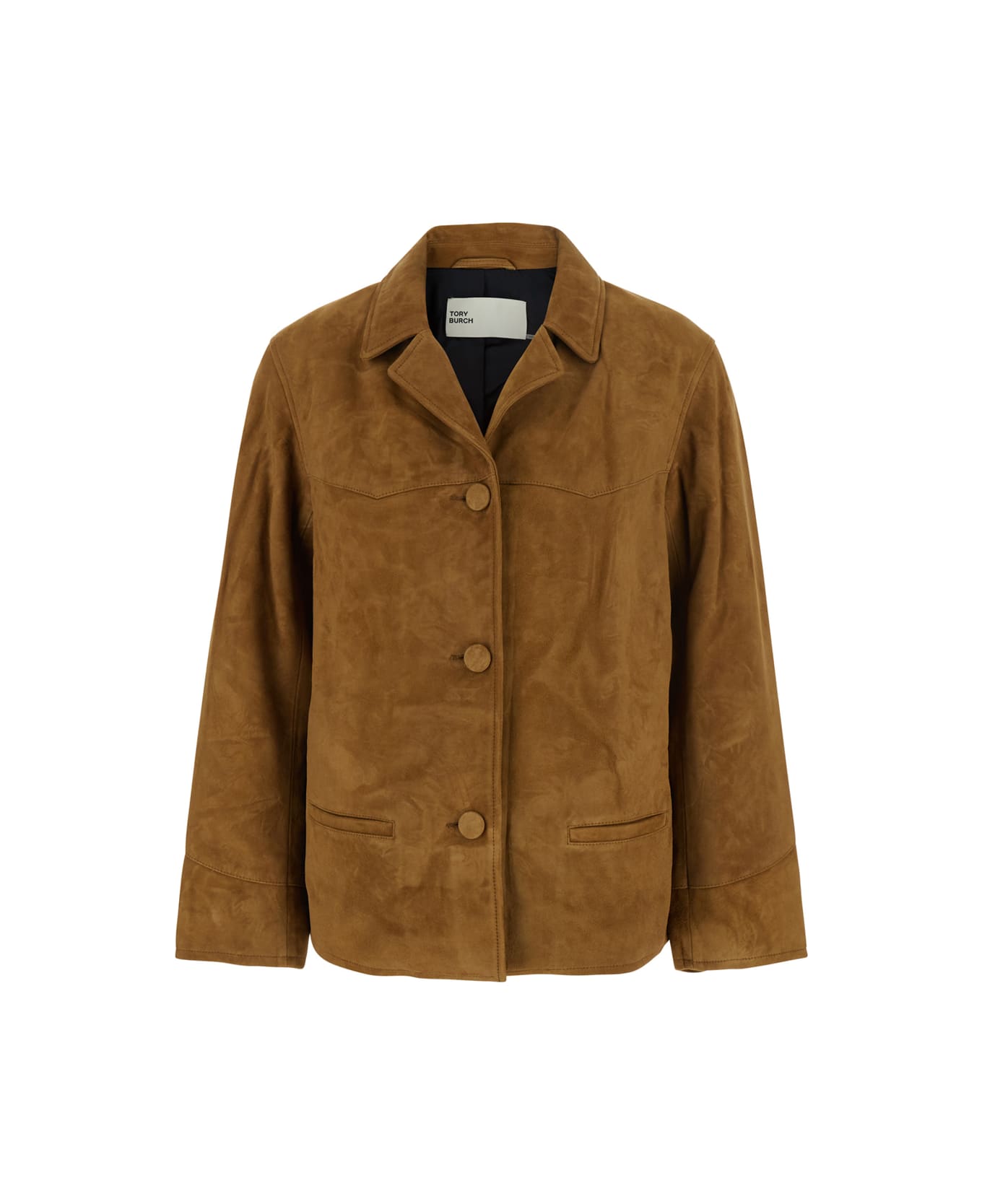 Tory Burch Beige Jacket With Notched Revers In Suede Woman - Beige