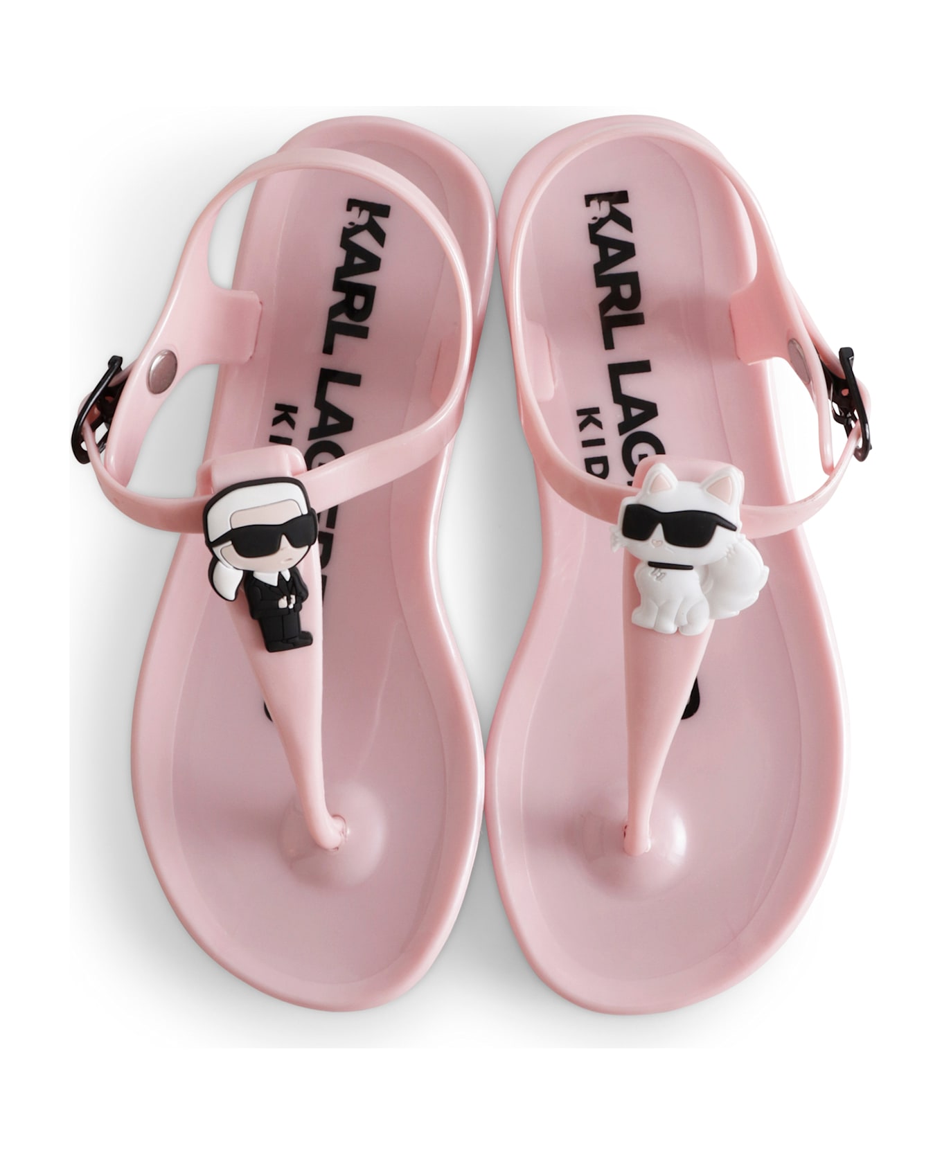 Karl Lagerfeld Kids Pink Flip Flops For Girl With Karl And Choupette - Pink