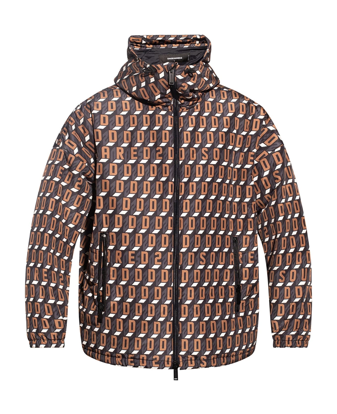 Dsquared2 All Over Print Hooded Jacket - Brown
