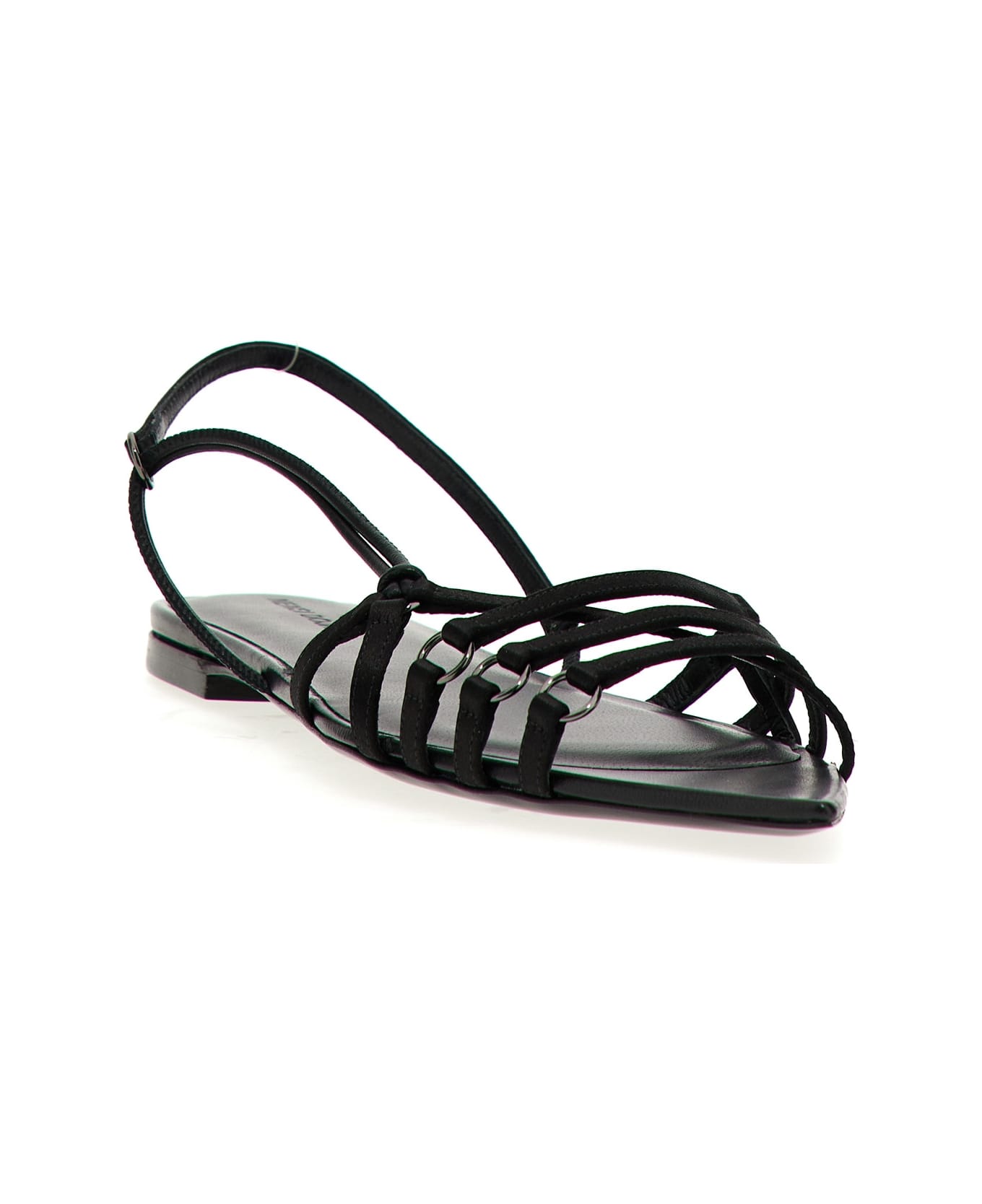 Nensi Dojaka Satin Leather Sandals - Black  