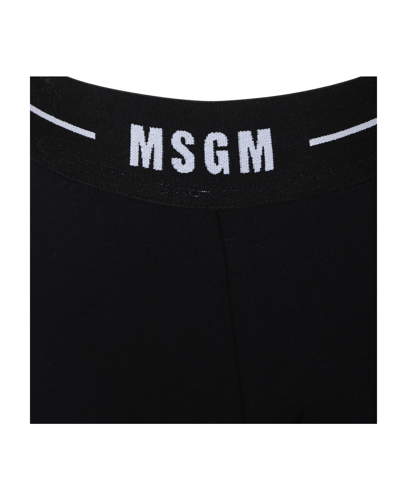 MSGM Black Leggings For Girl With Logo - Nero