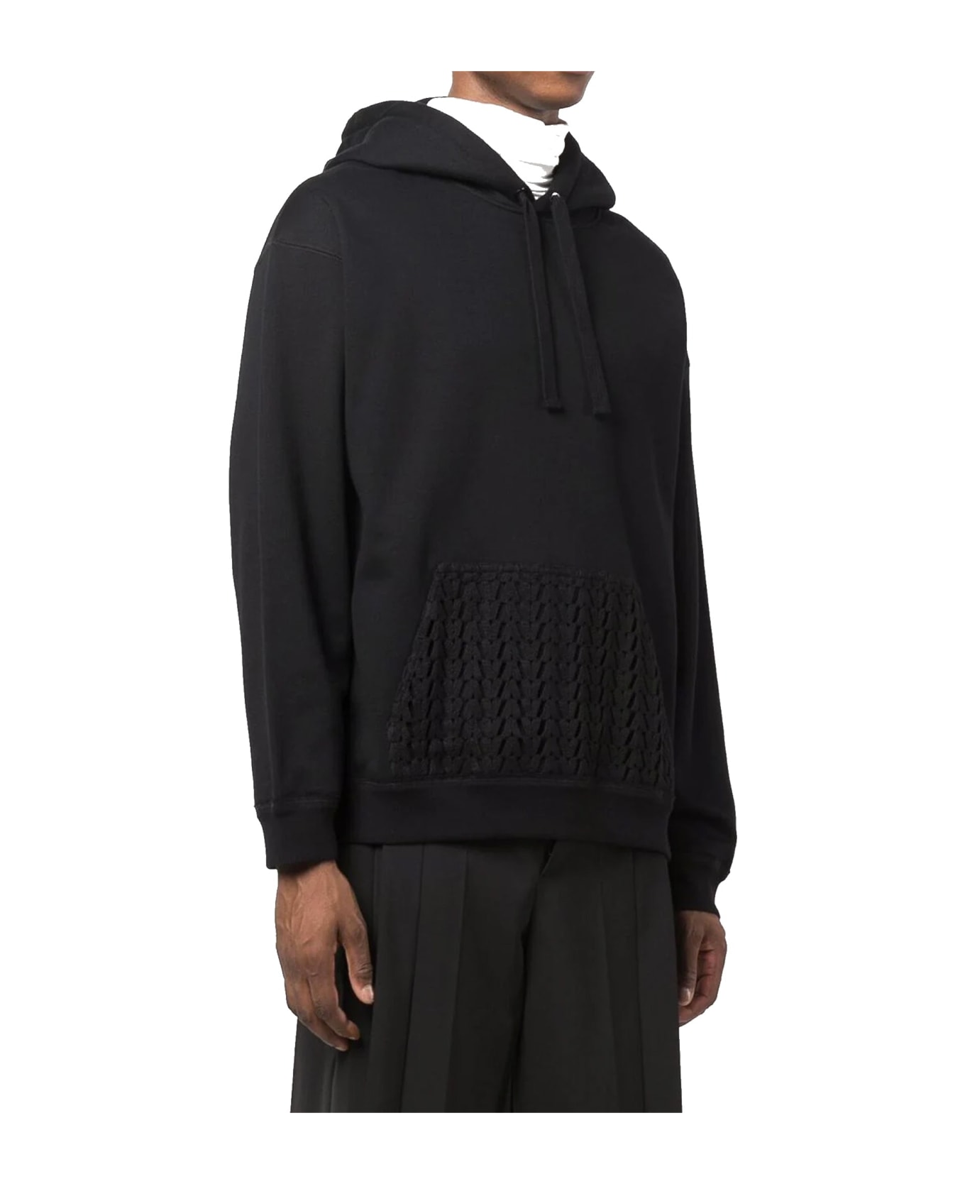 Valentino Knitted Hooded Sweatshirt - Black