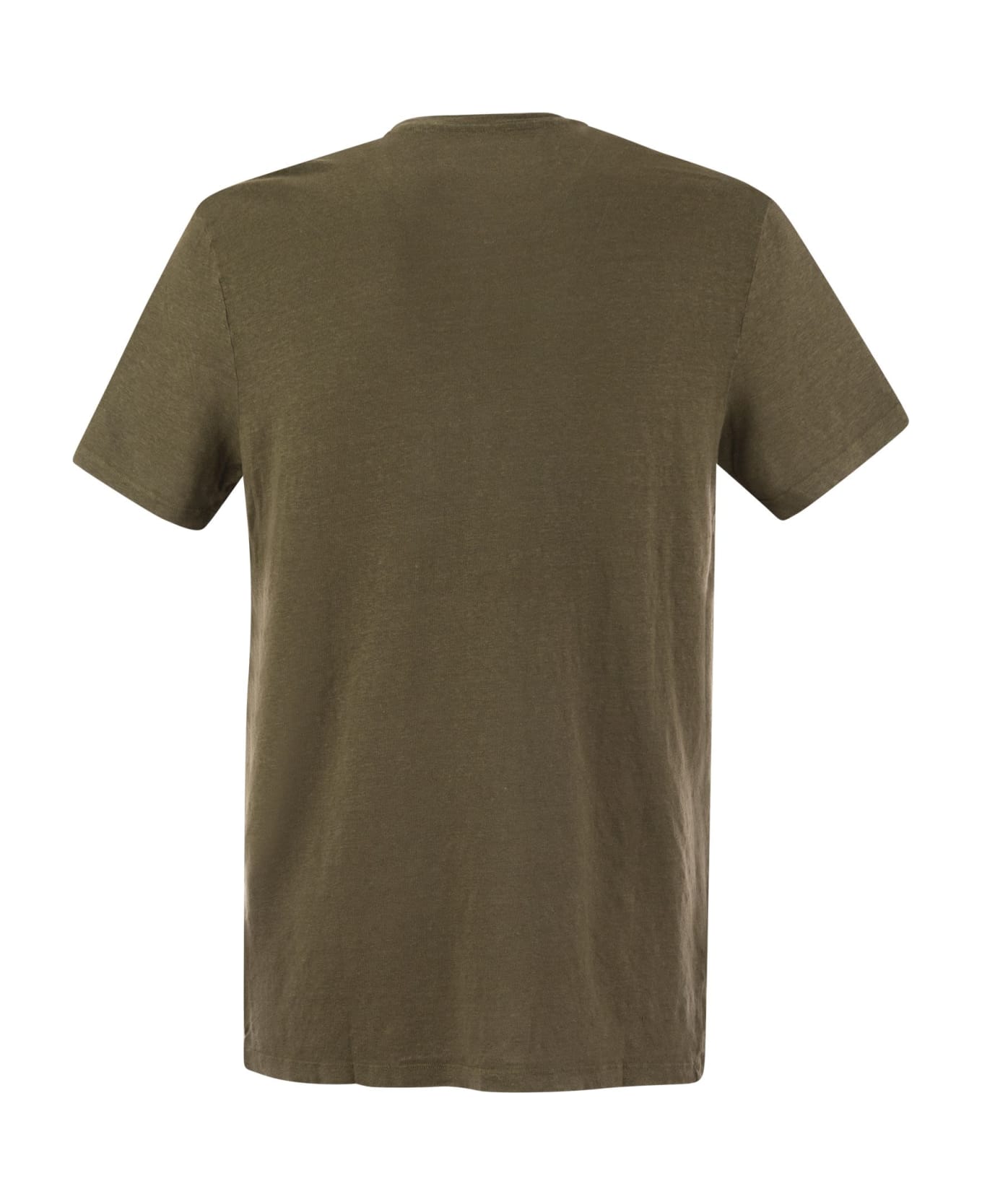 Majestic Filatures Crew-neck Linen T-shirt - Military Green