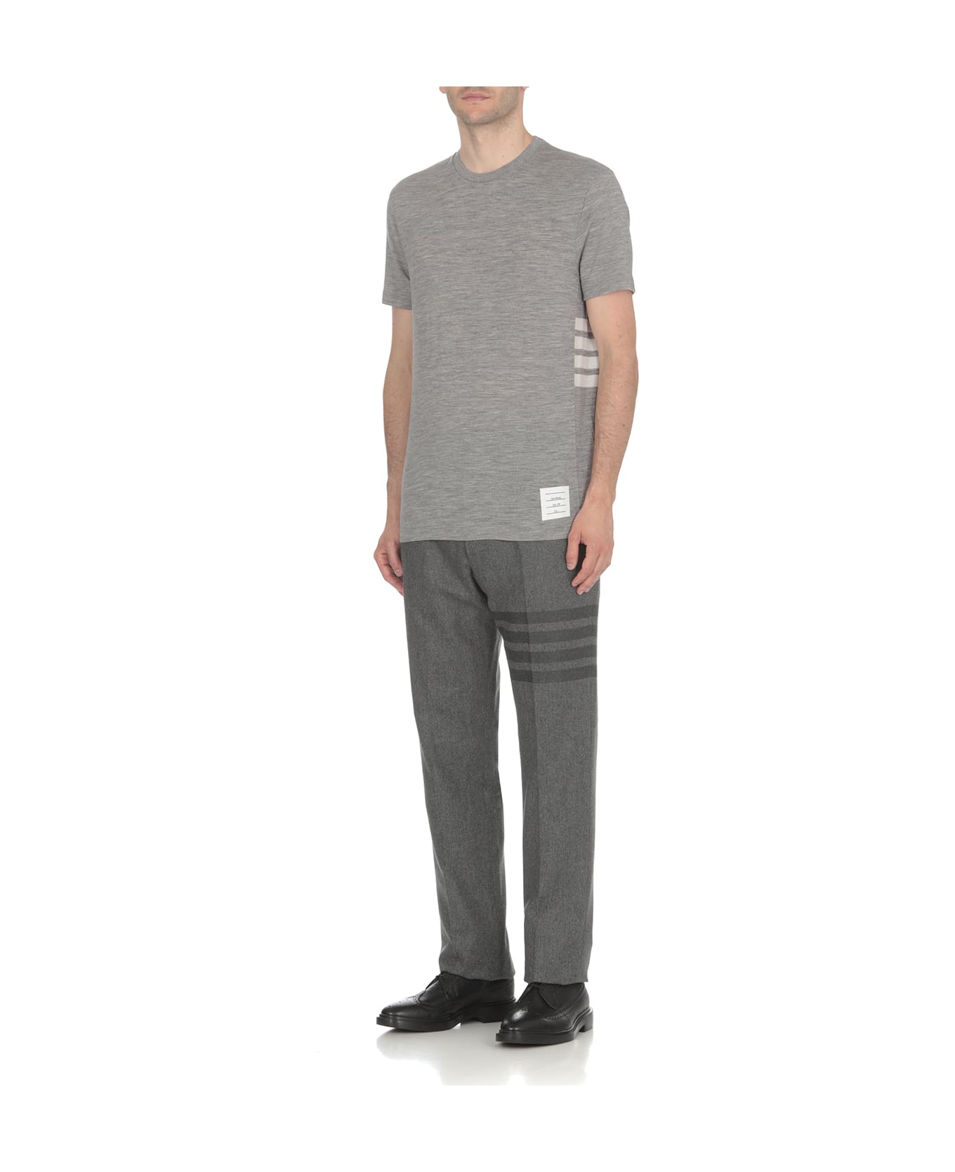 Thom Browne Logo Knitted T-shirt - Grey
