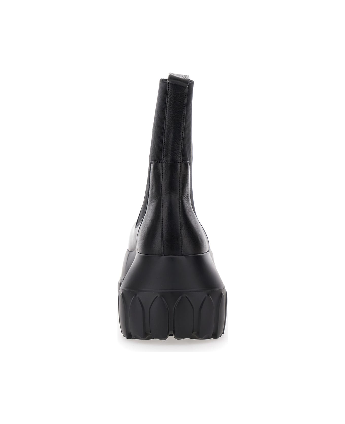 Rick Owens 'beatle Mega Tractor' Black Boots With Oversized Platform In Leather Woman - Black