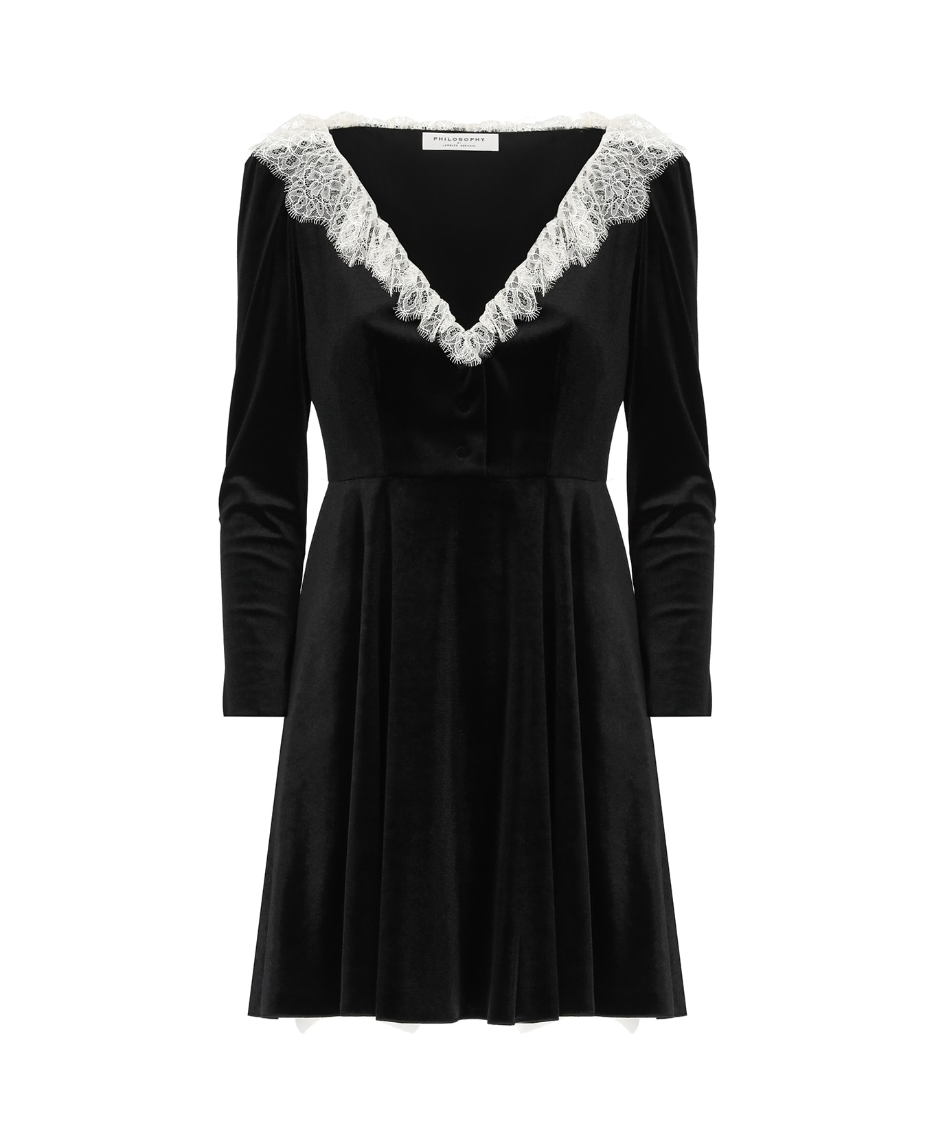 Philosophy di Lorenzo Serafini Black Stretch Velvet Dress Dress - Black