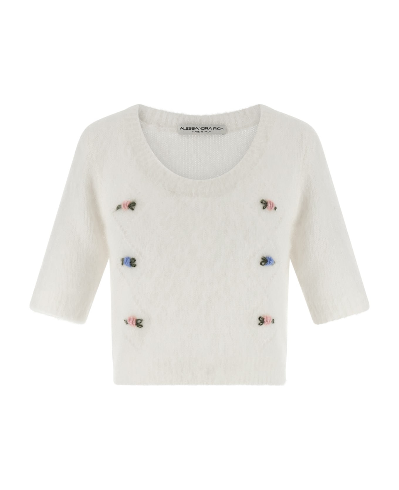 Alessandra Rich 
carded Mohair
 Sweater - White