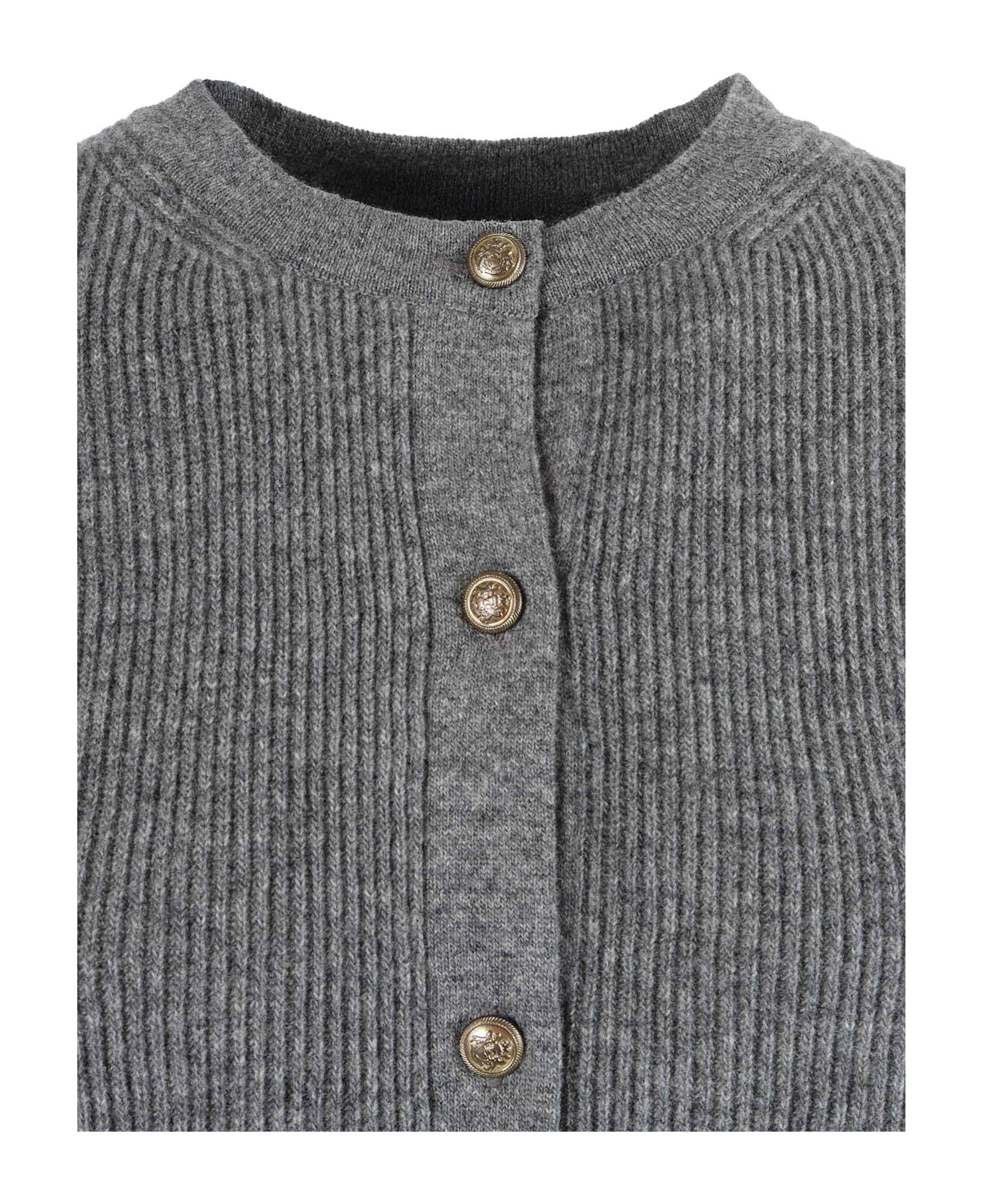 Ballantyne R Neck Cardigan - GREY
