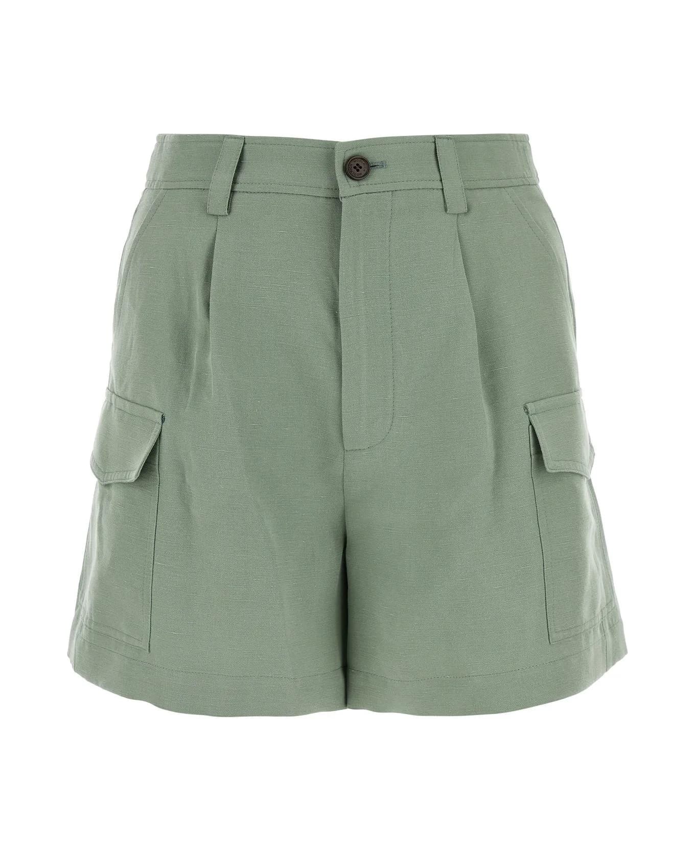 Woolrich Sage Green Viscose Blend Shorts - Verde