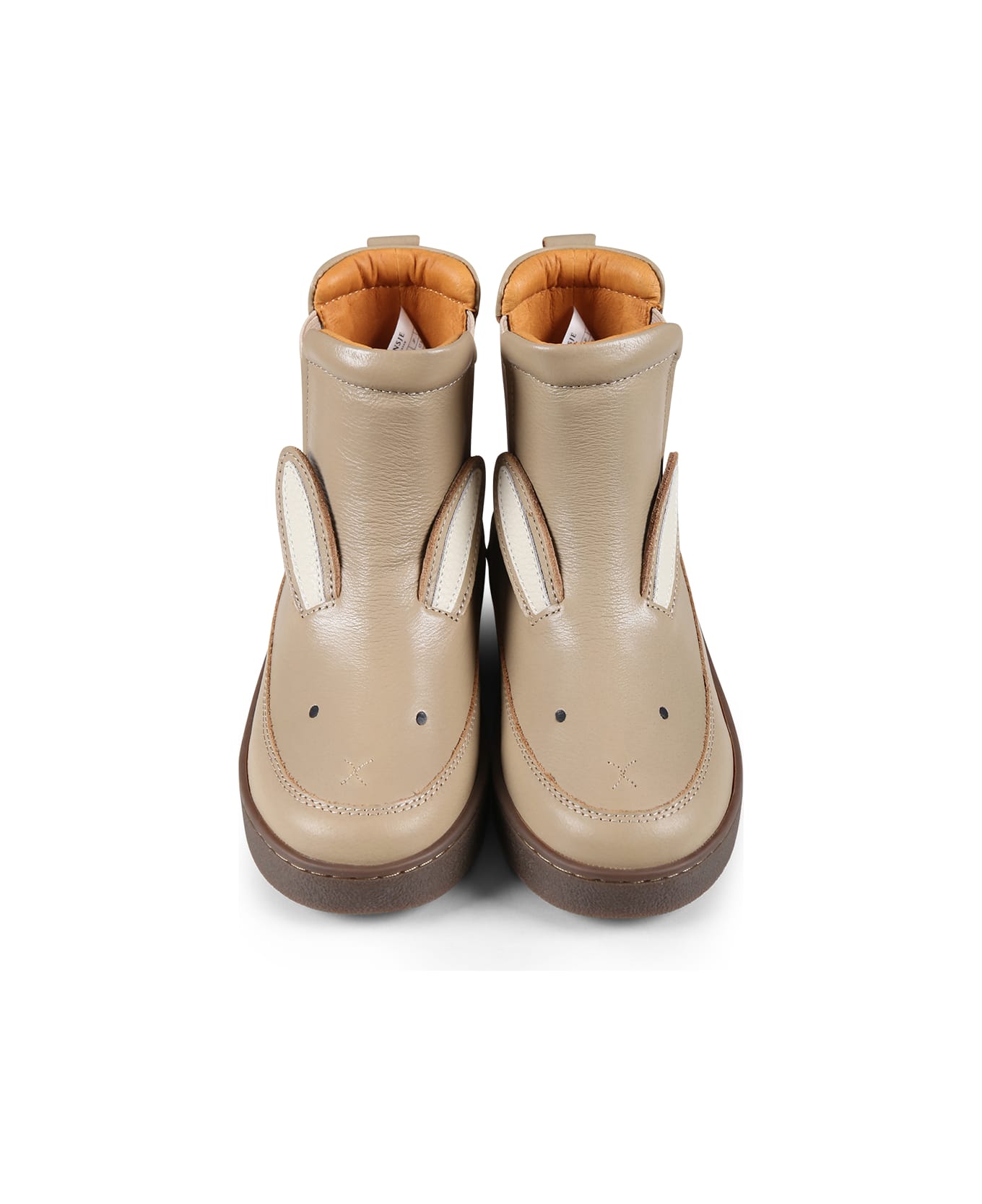 Donsje Beige Ankle Boots For Kids With Rabbit - Beige