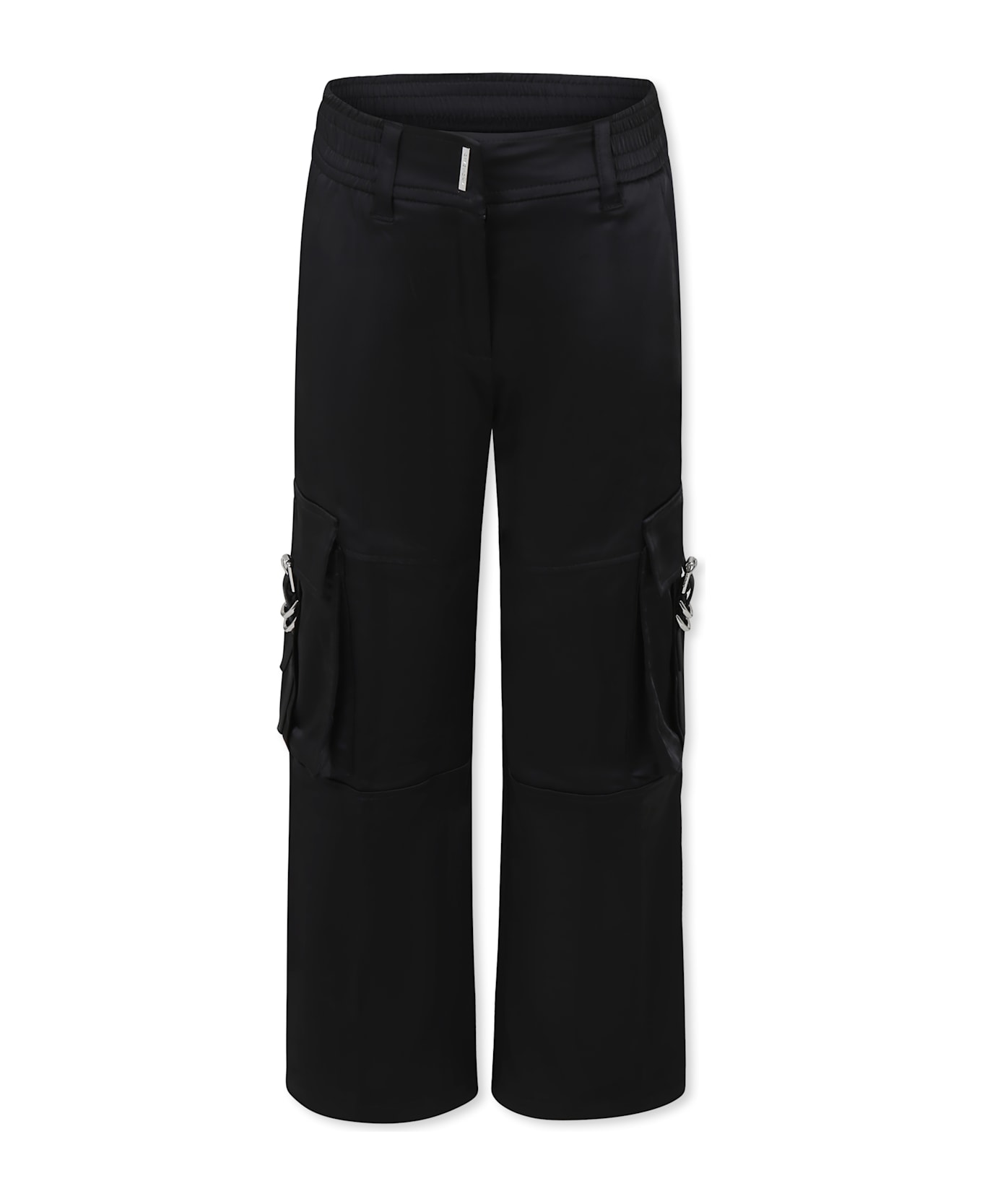 Givenchy Black Trousers For Girl With Logo - Black