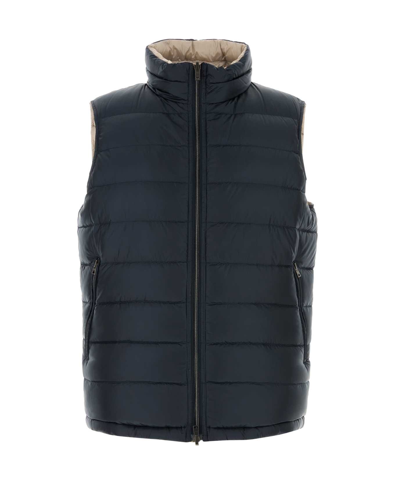 Herno Navy Blue Nylon Sleeveless Down Jacket - BLUE