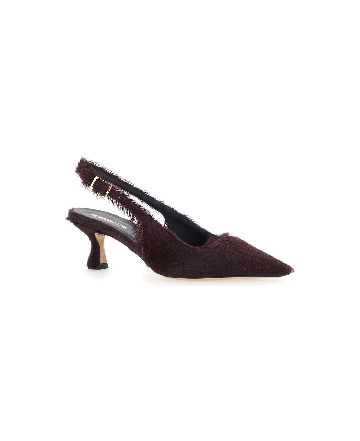 SEMICOUTURE Bordeaux Pumps With Pointed Toe And Fur Effect In Leather Woman - Bordeaux