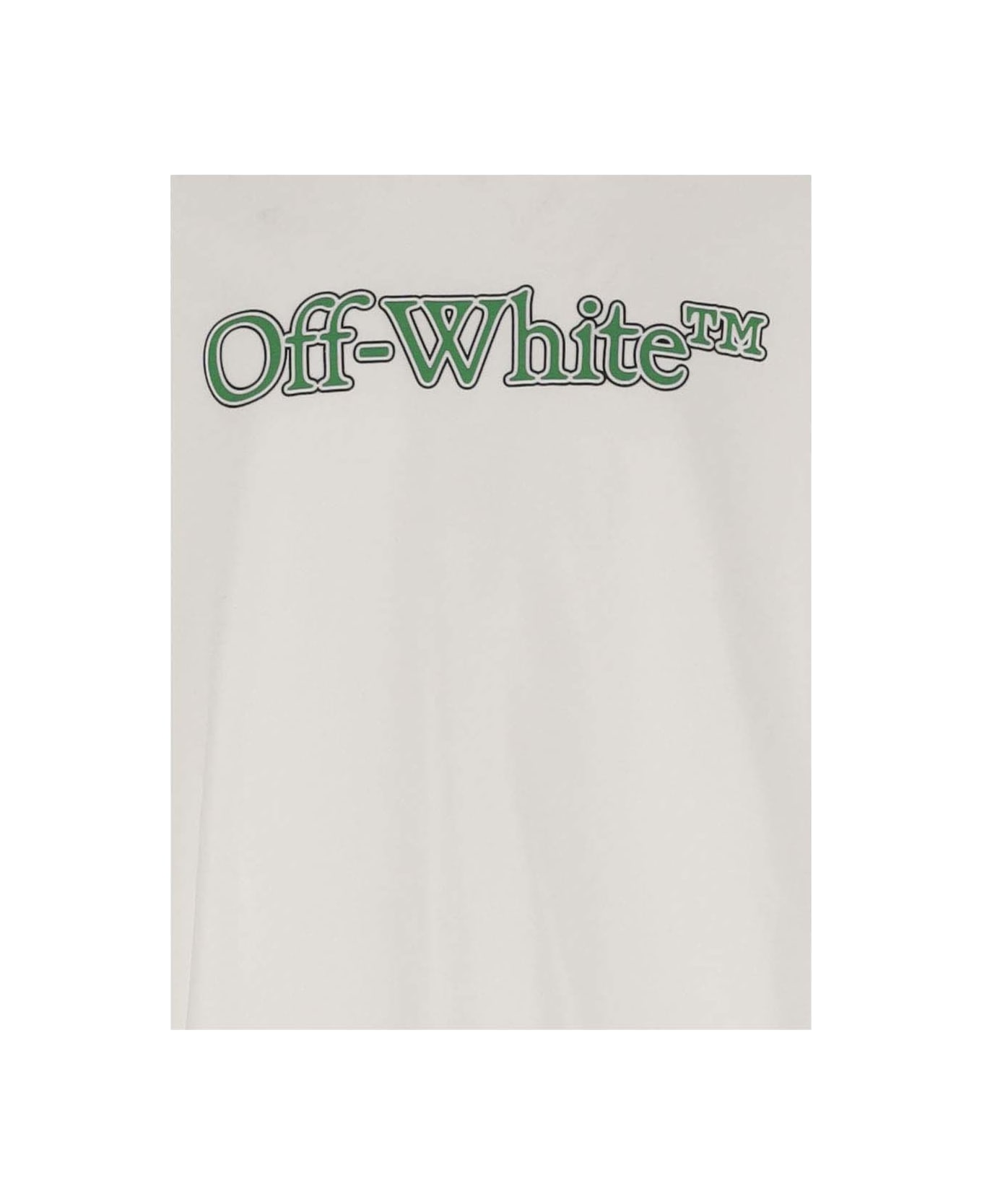 Off-White Cotton T-shirt With Logo - Green