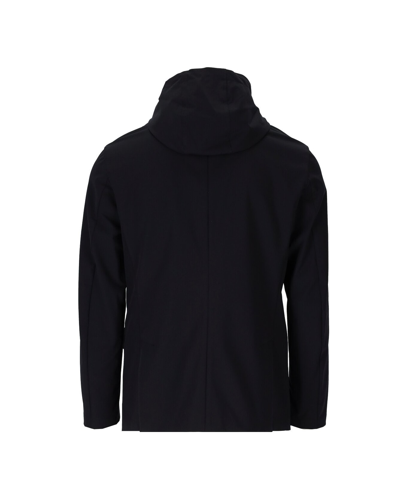 Emporio Armani Blue Double-breasted Hooded Jacket - Blu navy