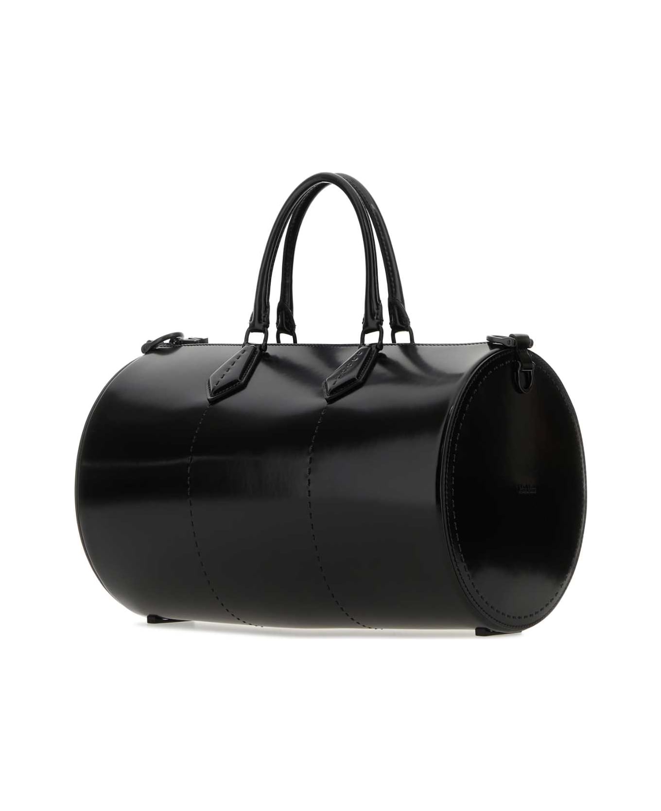 Max Mara Black Leather Brushedrolll Handbag - NERO