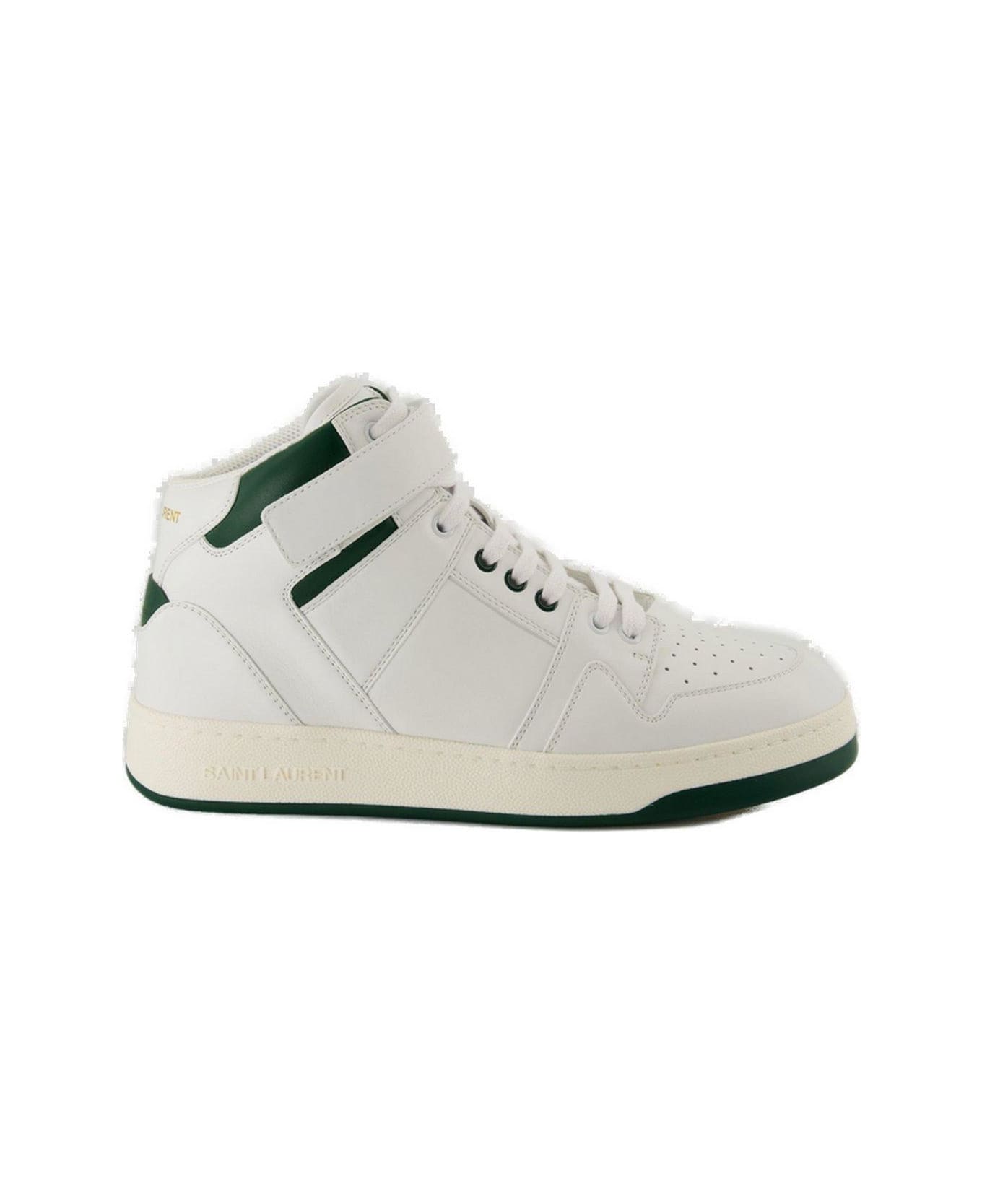 Saint Laurent Lax Round Toe Lace-up Sneakers - Optic White