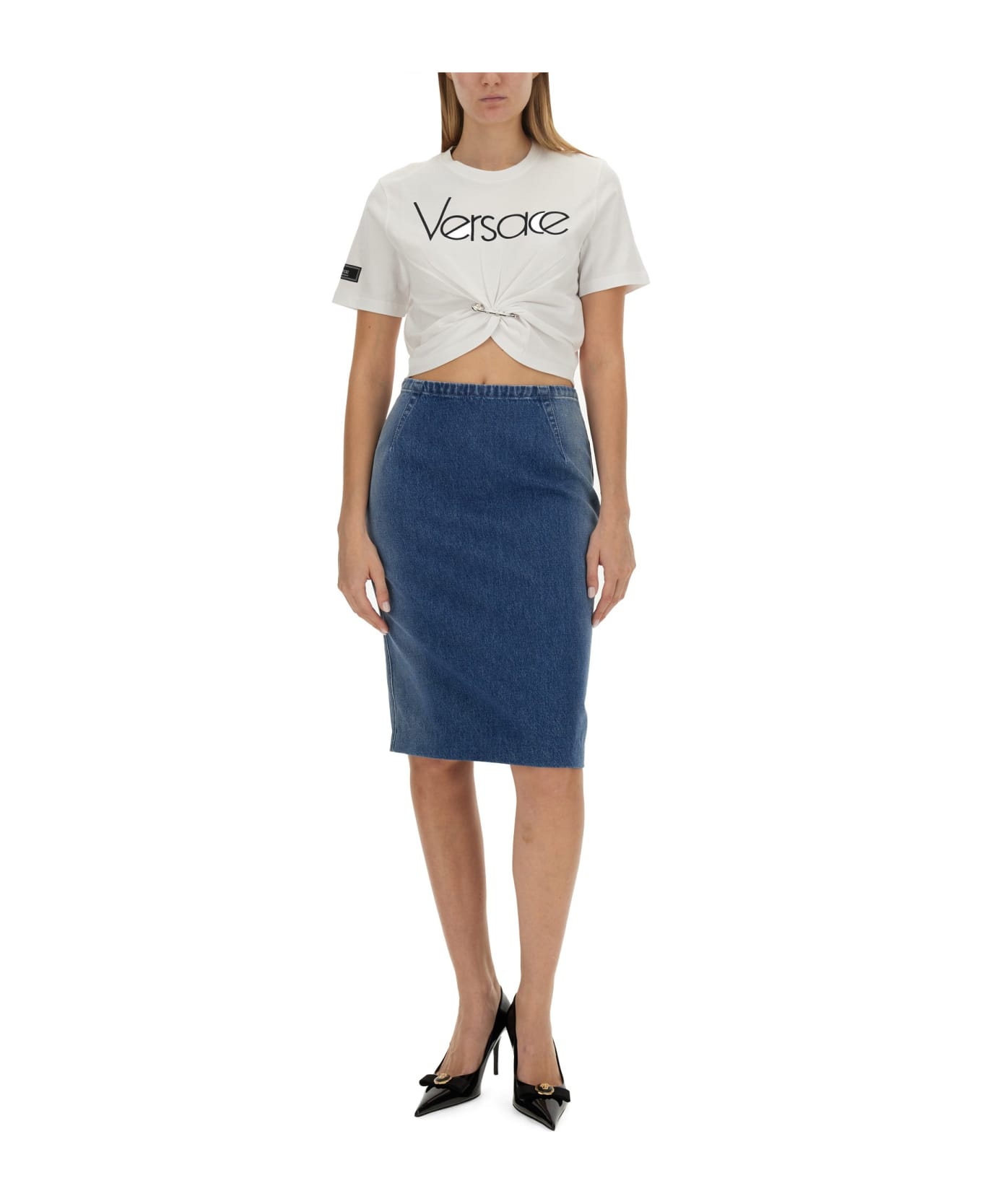 Versace Cotton Denim Skirt