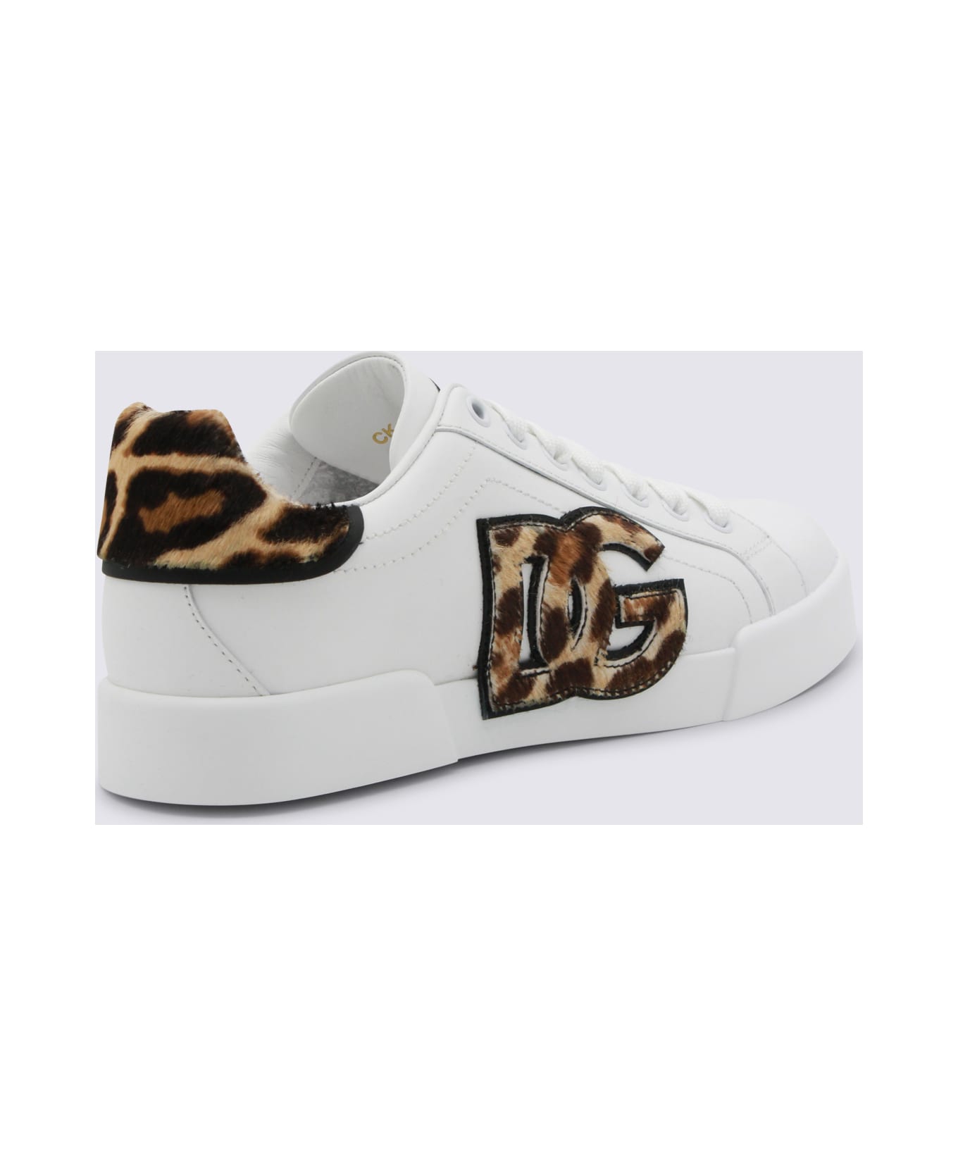 Dolce & Gabbana White And Leopard Leather Sneakers - Nero Leo