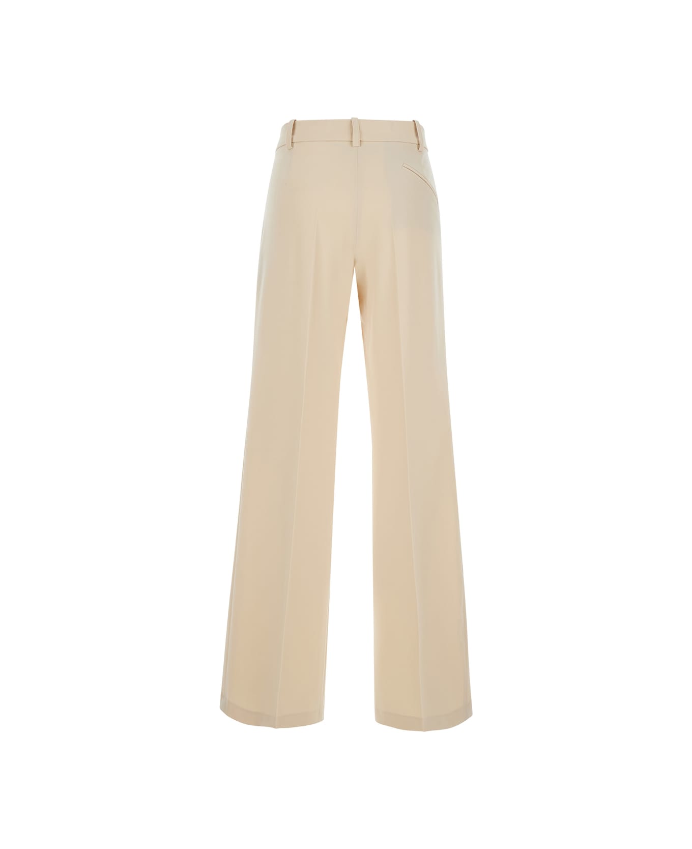 Federica Tosi Beige Palazzo Pants With Pences On The Front In Tech Fabric Woman - Burro