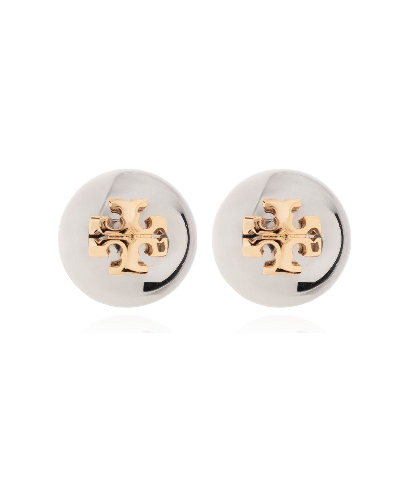 Tory Burch Essential Stud Logo Plaque Earrings - Silver/gold イヤリング
