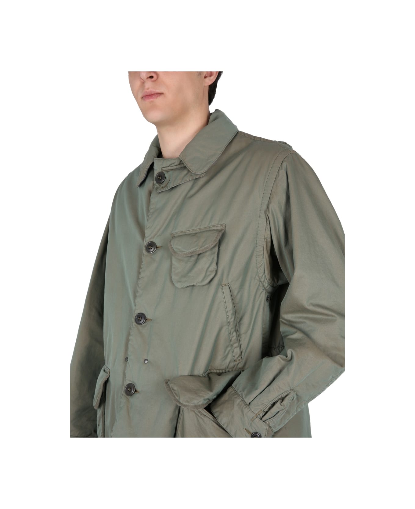 Maison Margiela Tonic Distressed Cotton Jacket - GREEN