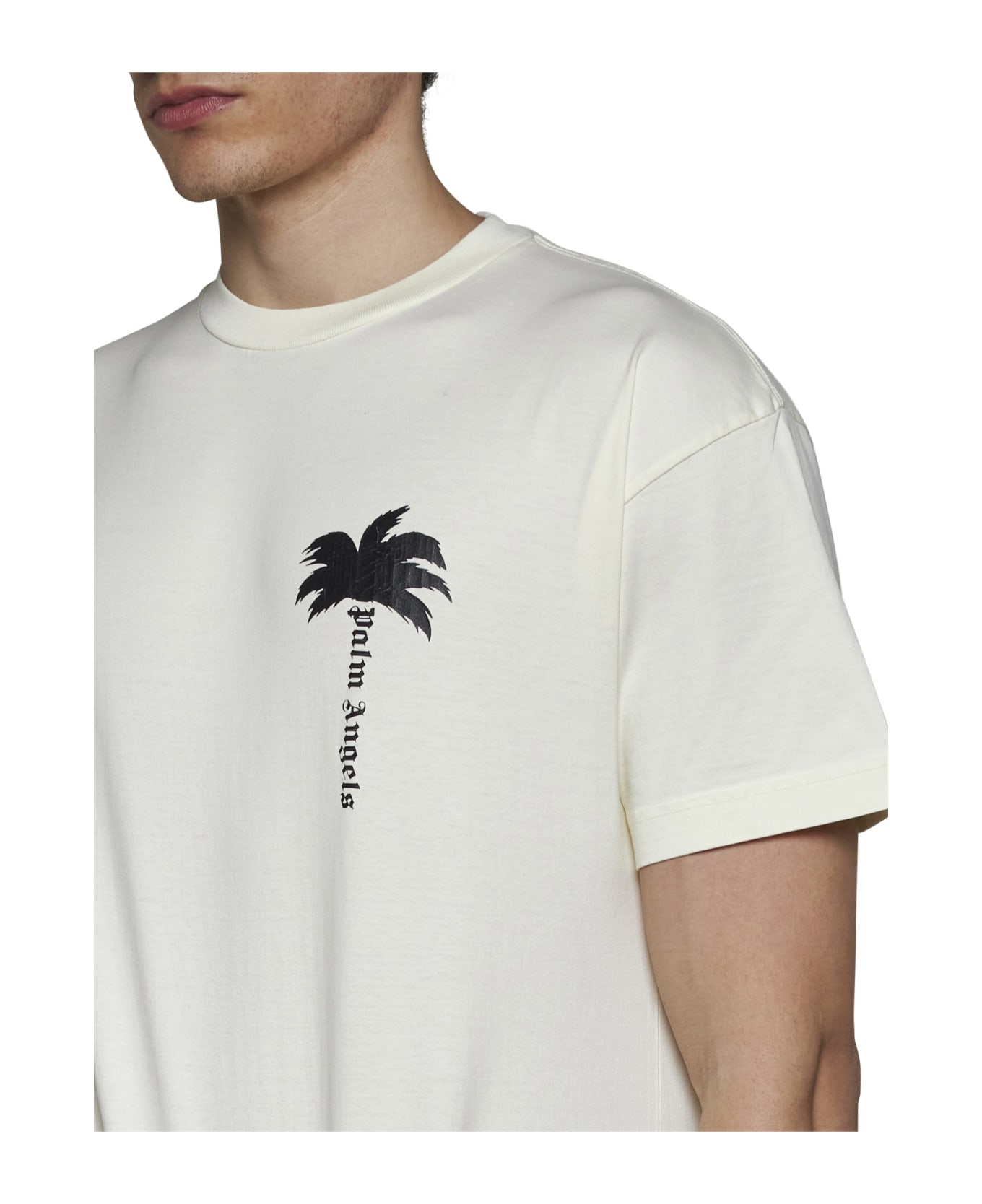Palm Angels T-shirt With The Palm Logo - Off White Black シャツ