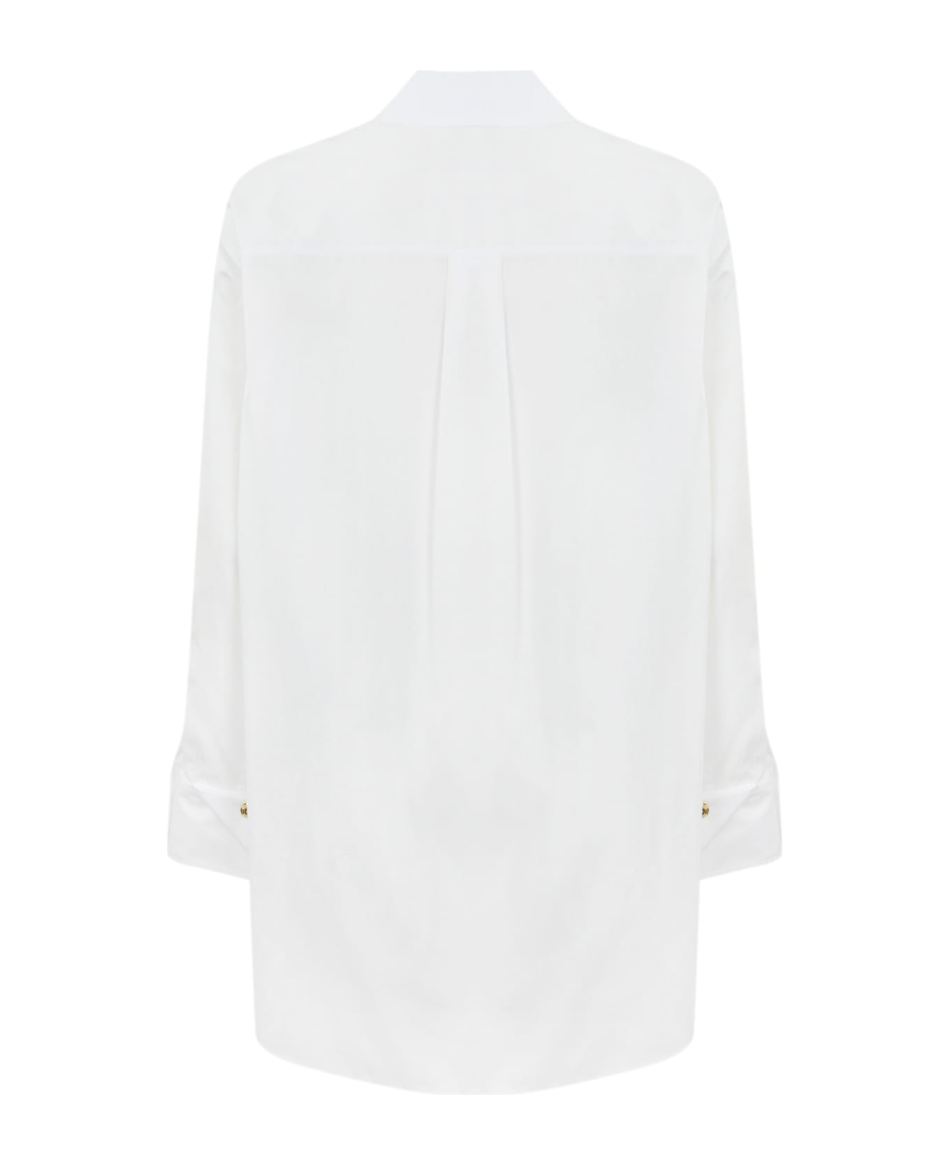 Elisabetta Franchi Logo Embroidered Curved Hem Shirt - Bianco