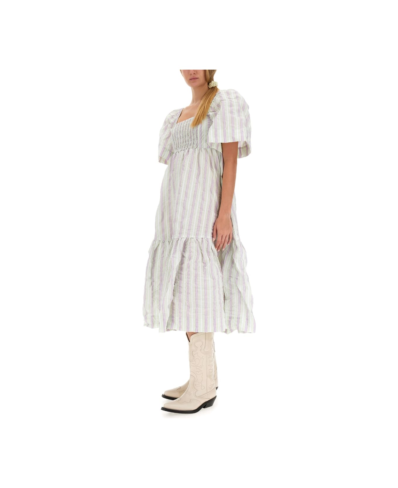 Ganni Dress With Stripe Pattern - MULTICOLOUR ワンピース＆ドレス