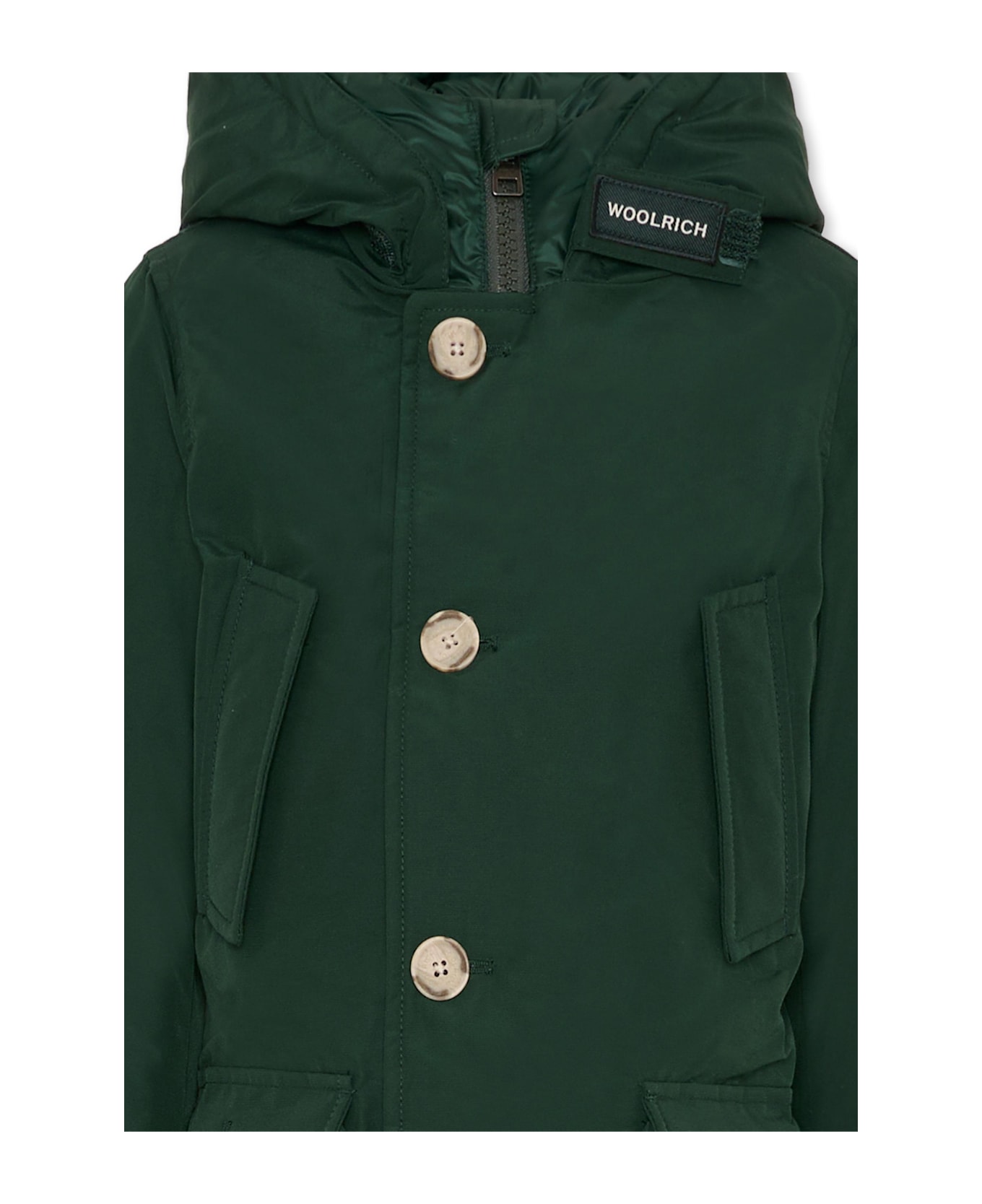Woolrich Green Parka For Boy With Logo - Green