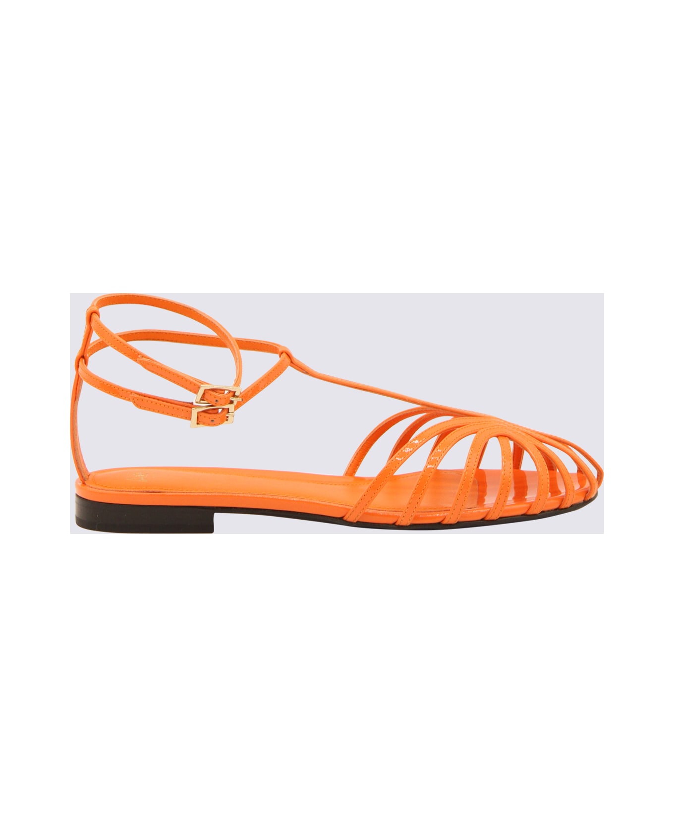 Alevì Orange Leather Elena Flats - Orange