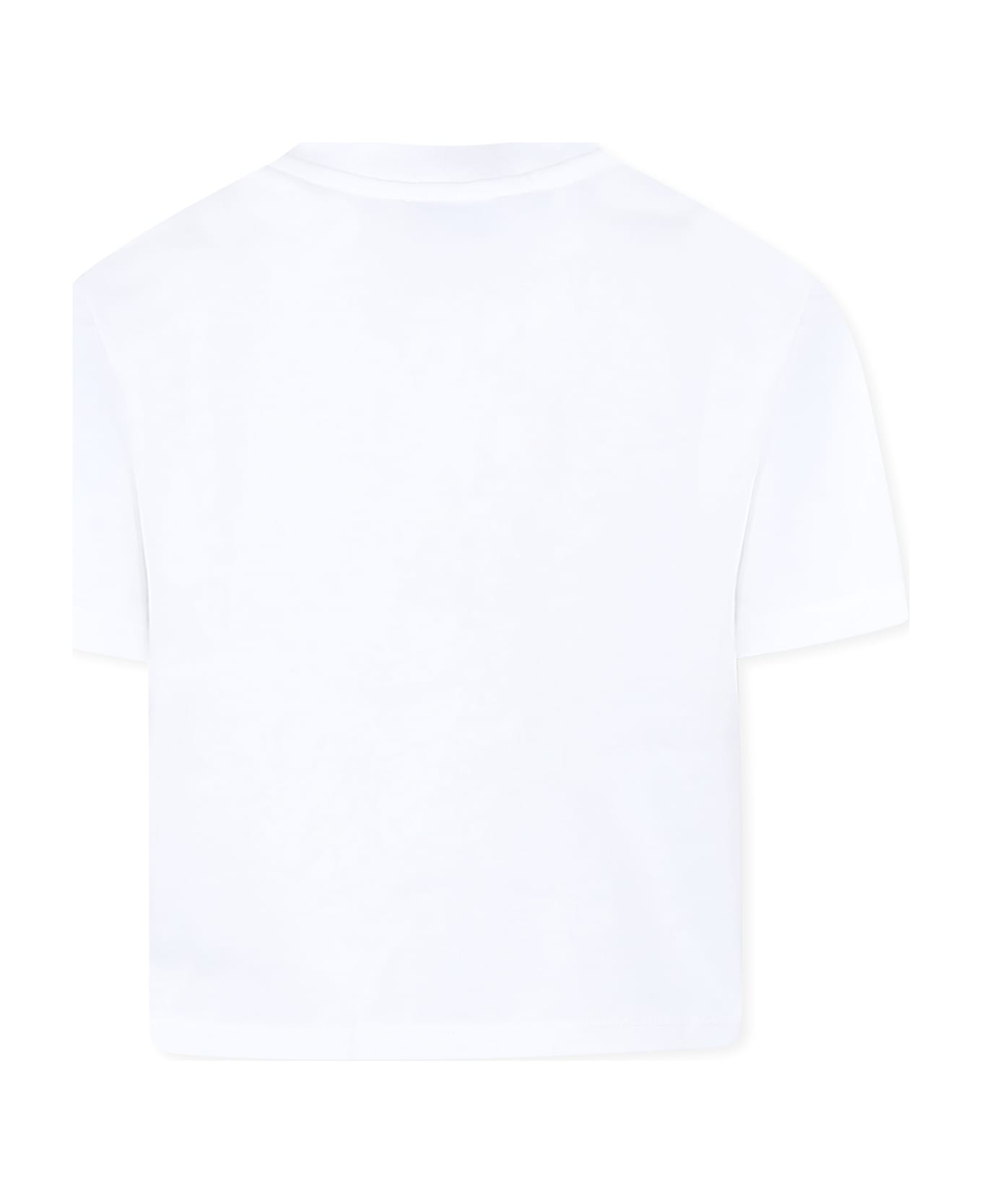 Little Marc Jacobs White T-shirt For Girl With Logo And Flowers - White