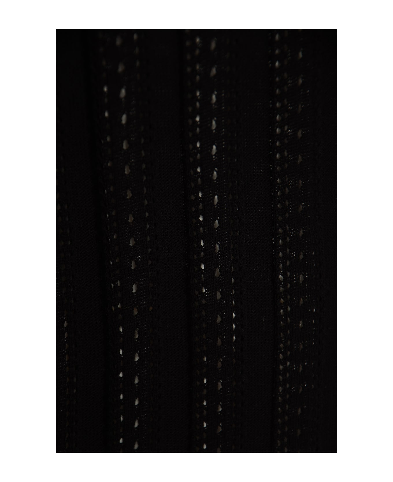Kangra Stripe Patterned Rib Trim Top - Black