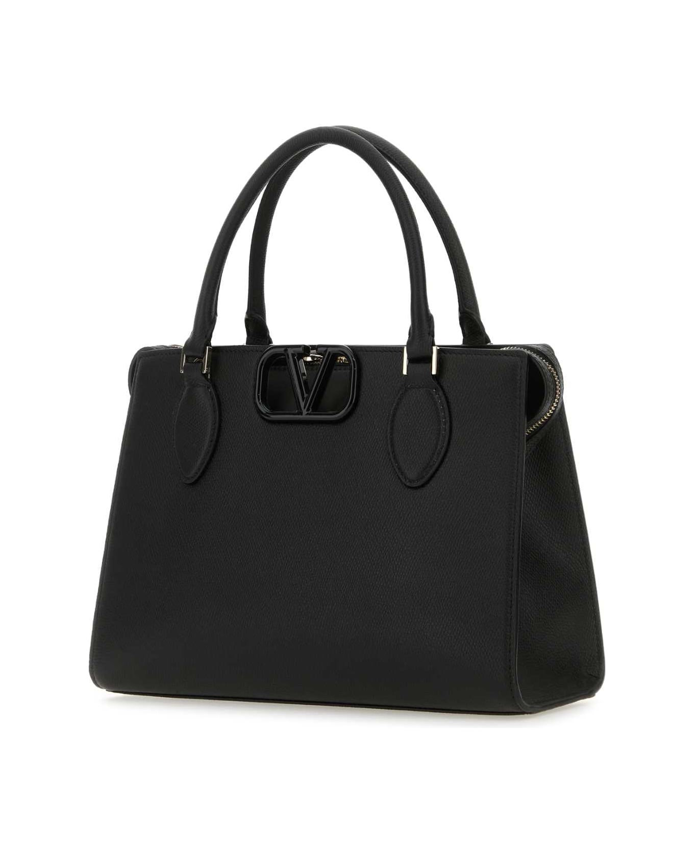 Valentino Garavani Black Leather Vlogo Handbag - NERO