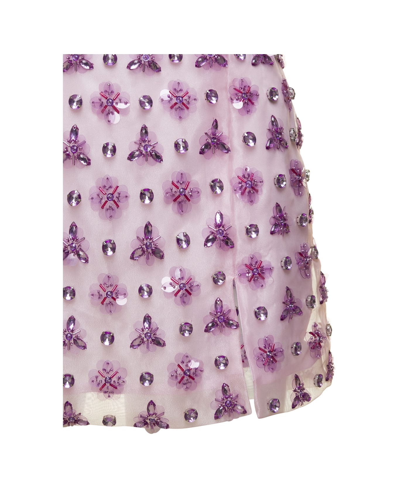 Des Phemmes Pink Geometric Mini Skirt With Crystal Embellishment In Organza Woman - Violet スカート