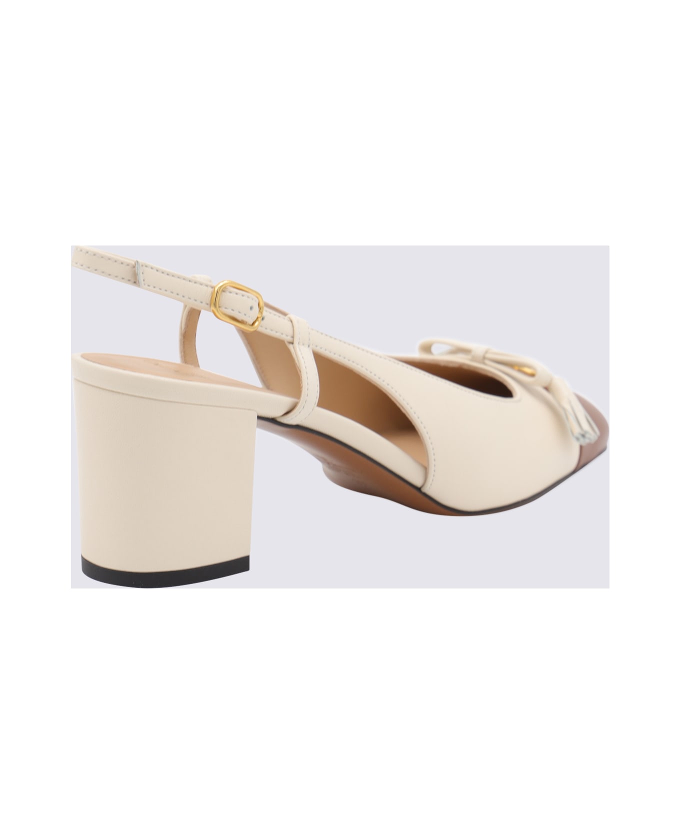 Valentino Garavani Cream Leather Valet Du Roi Pumps - BUTTER WHITE/TOBACCO