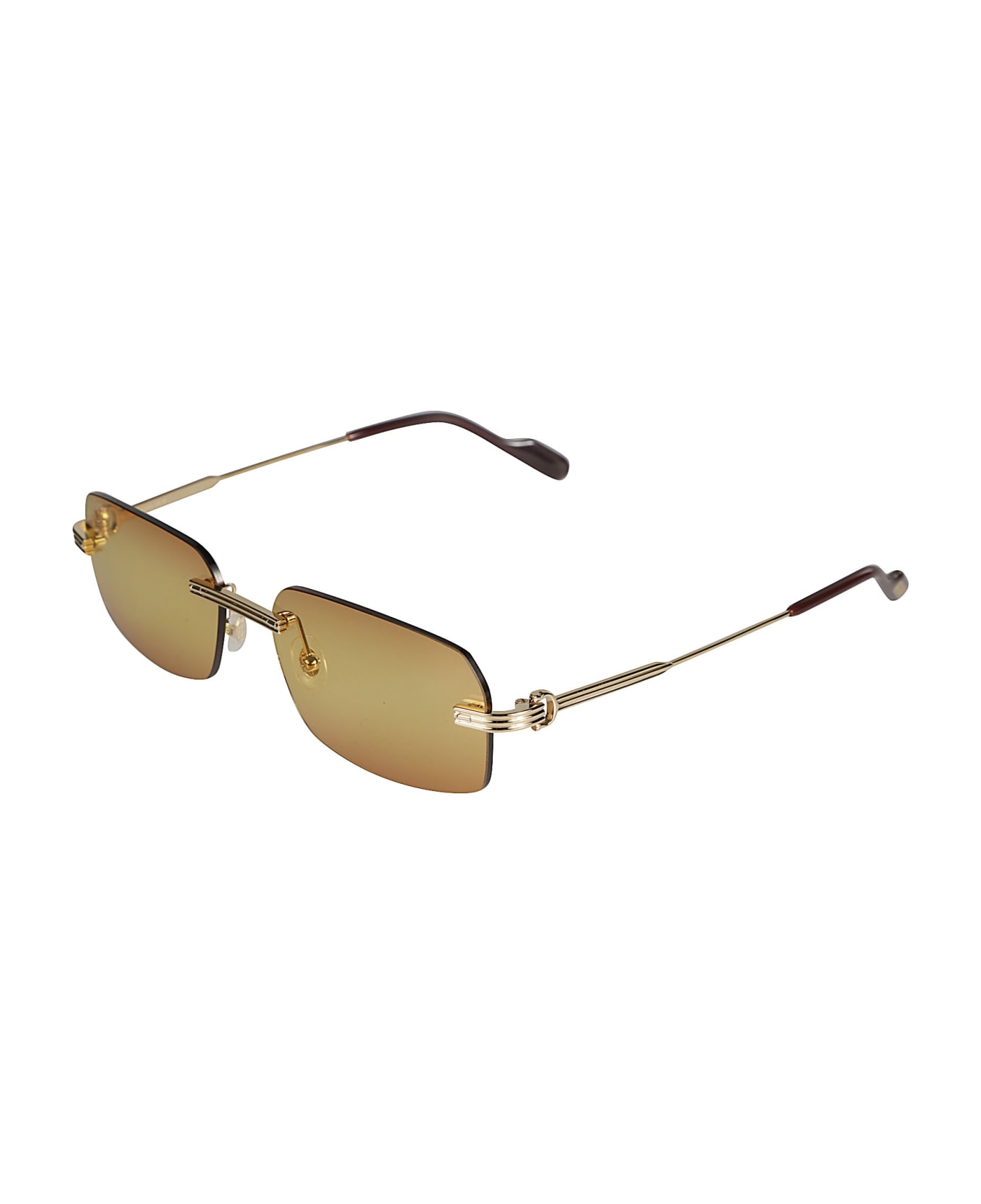 Cartier Eyewear Straight Bridge Rimless Sunglasses - Gold/Orange
