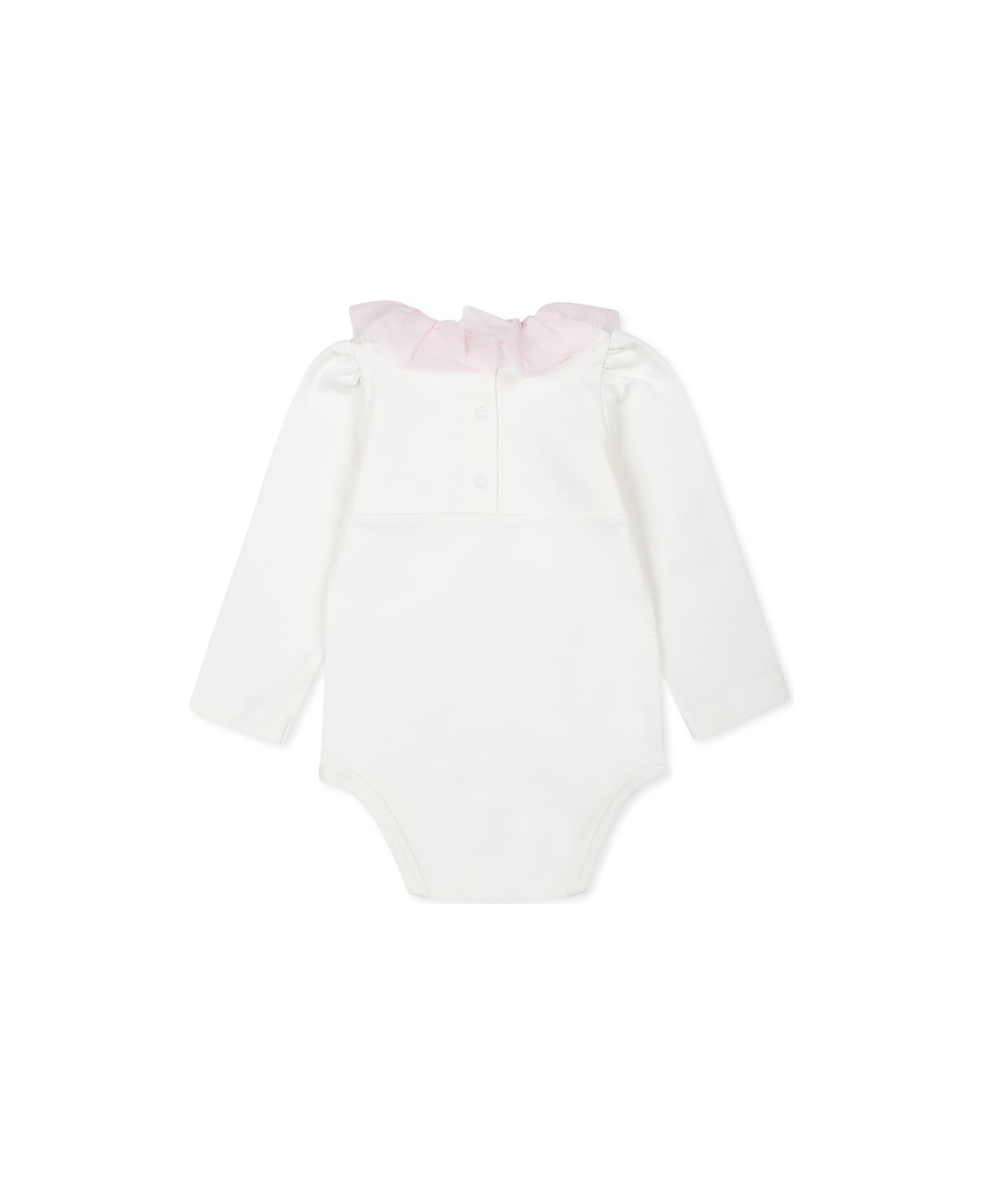 Monnalisa Pink Suit For Baby Girl With Writing - Multicolor ボディスーツ＆セットアップ