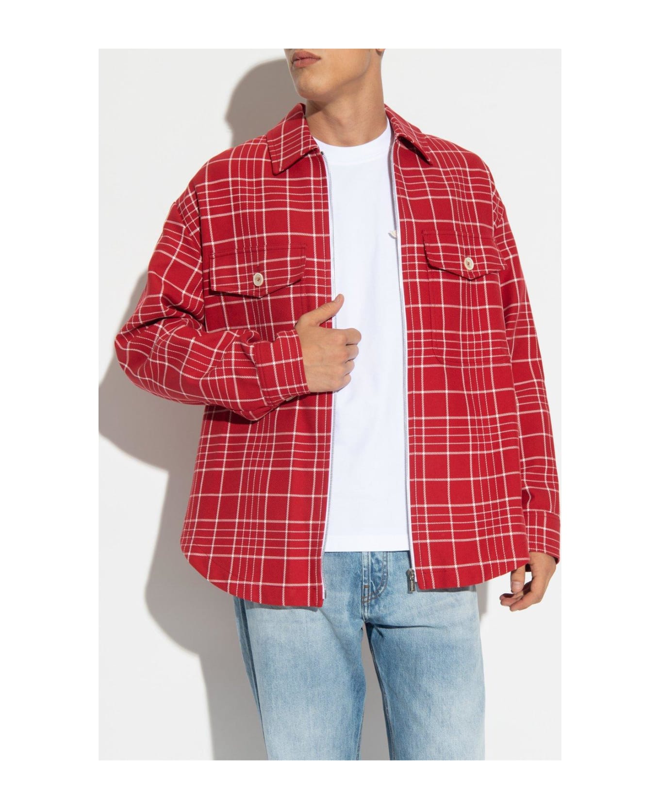 Jacquemus Patterned Collared Zip-up Jacket - Red