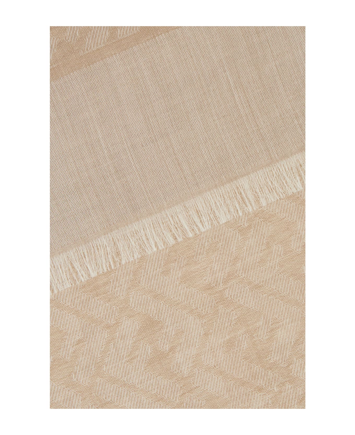 Fendi Cappuccino Silk Blend Scarf - DOVE