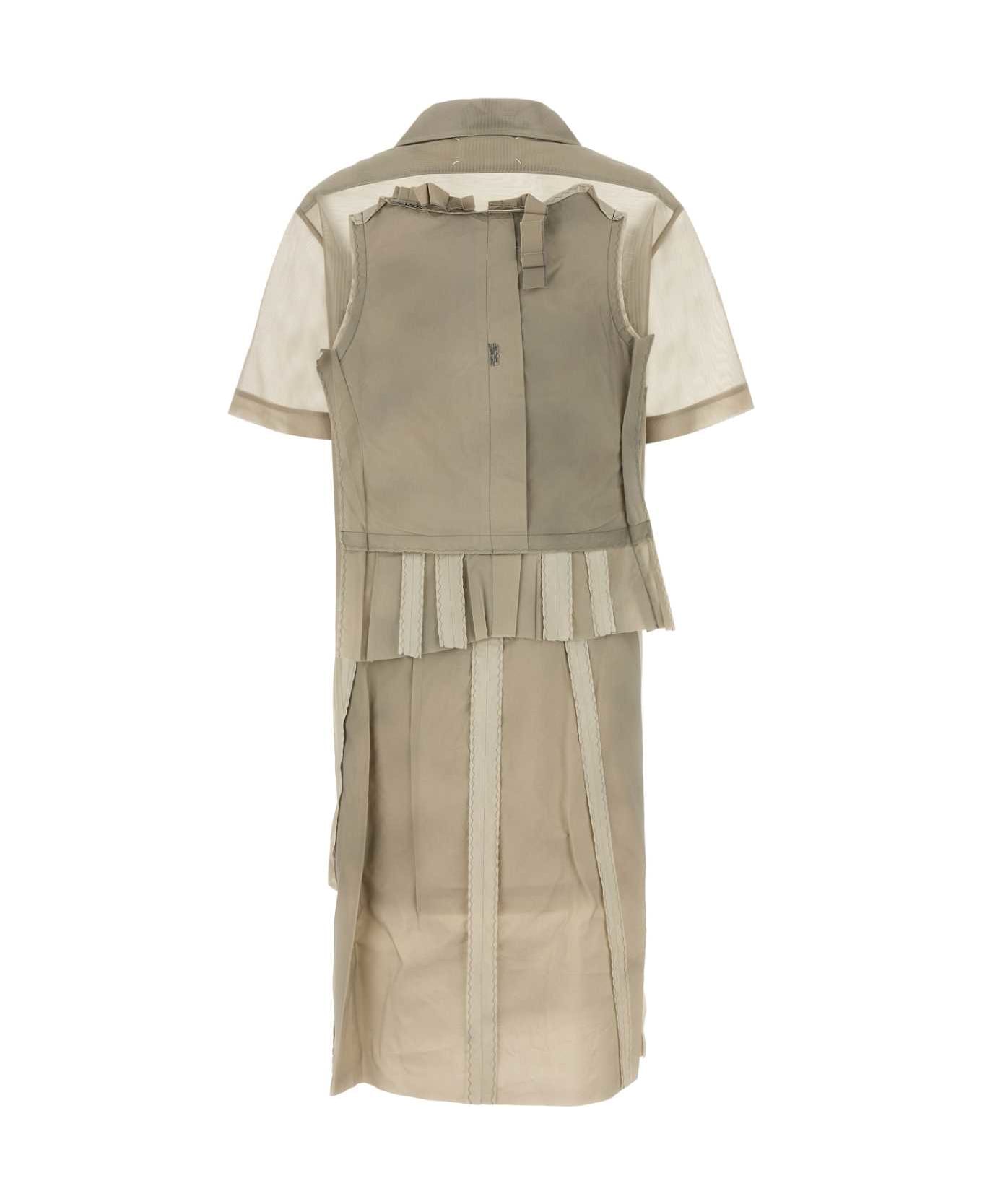 Maison Margiela Cappuccino Mesh Shirt Dress - STONEANDPOWDER