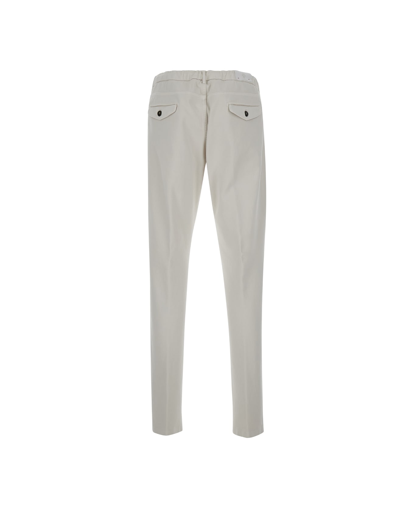 Eleventy White Jogger Pants With Drawstring In Stretch Cotton Man - White ボトムス