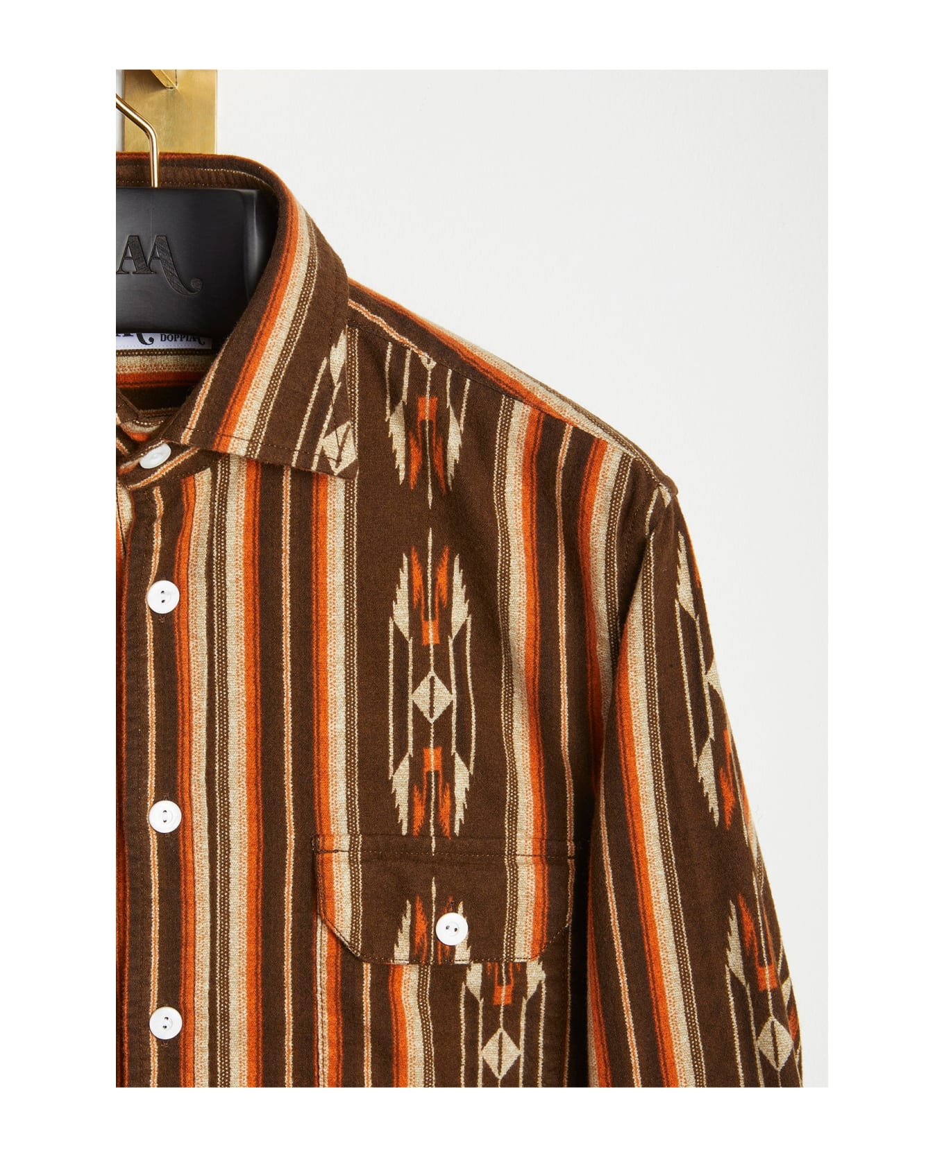doppiaa Aantero Navajo Orange Cotton Flannel Shirt