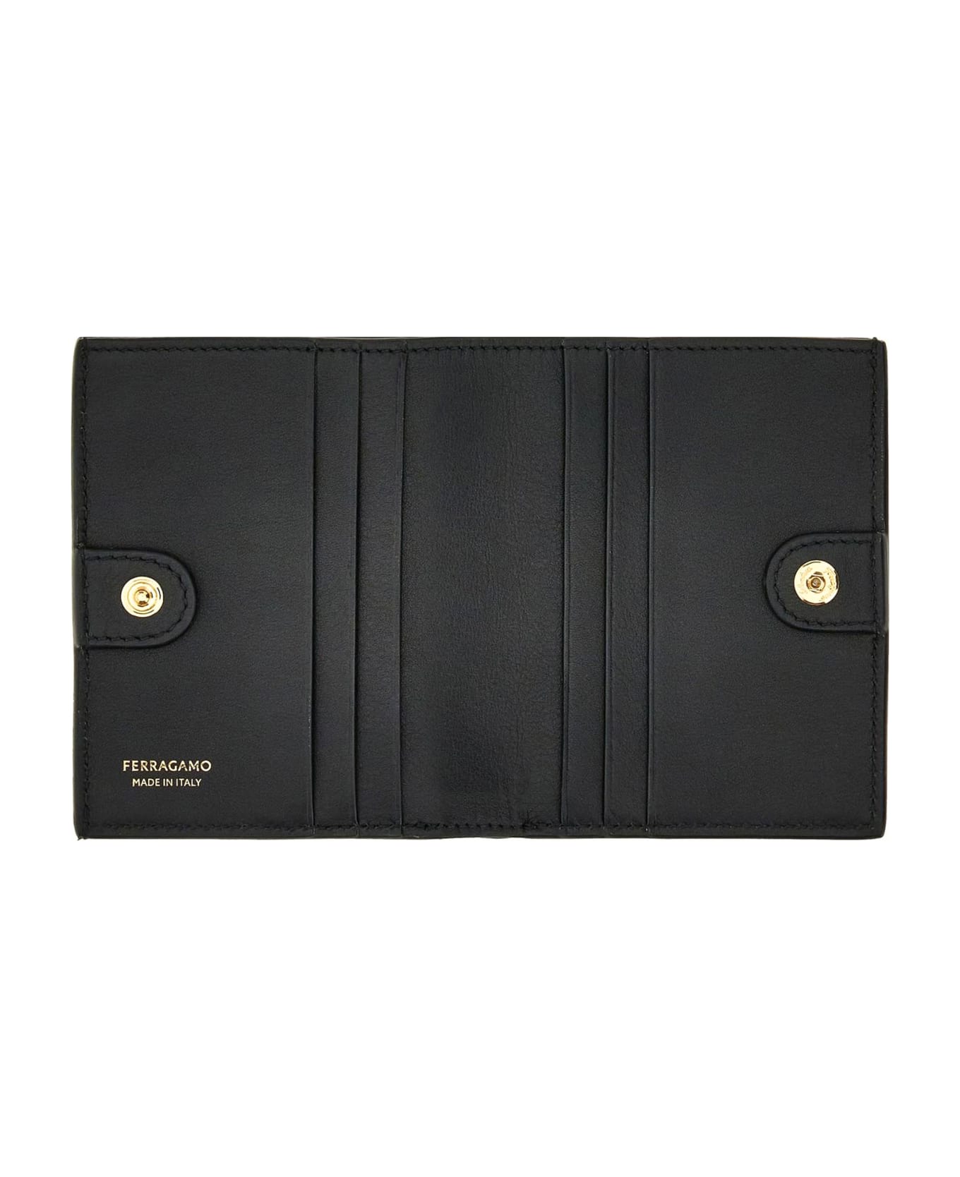Ferragamo Black Shine Calf Leather Wallet - Black
