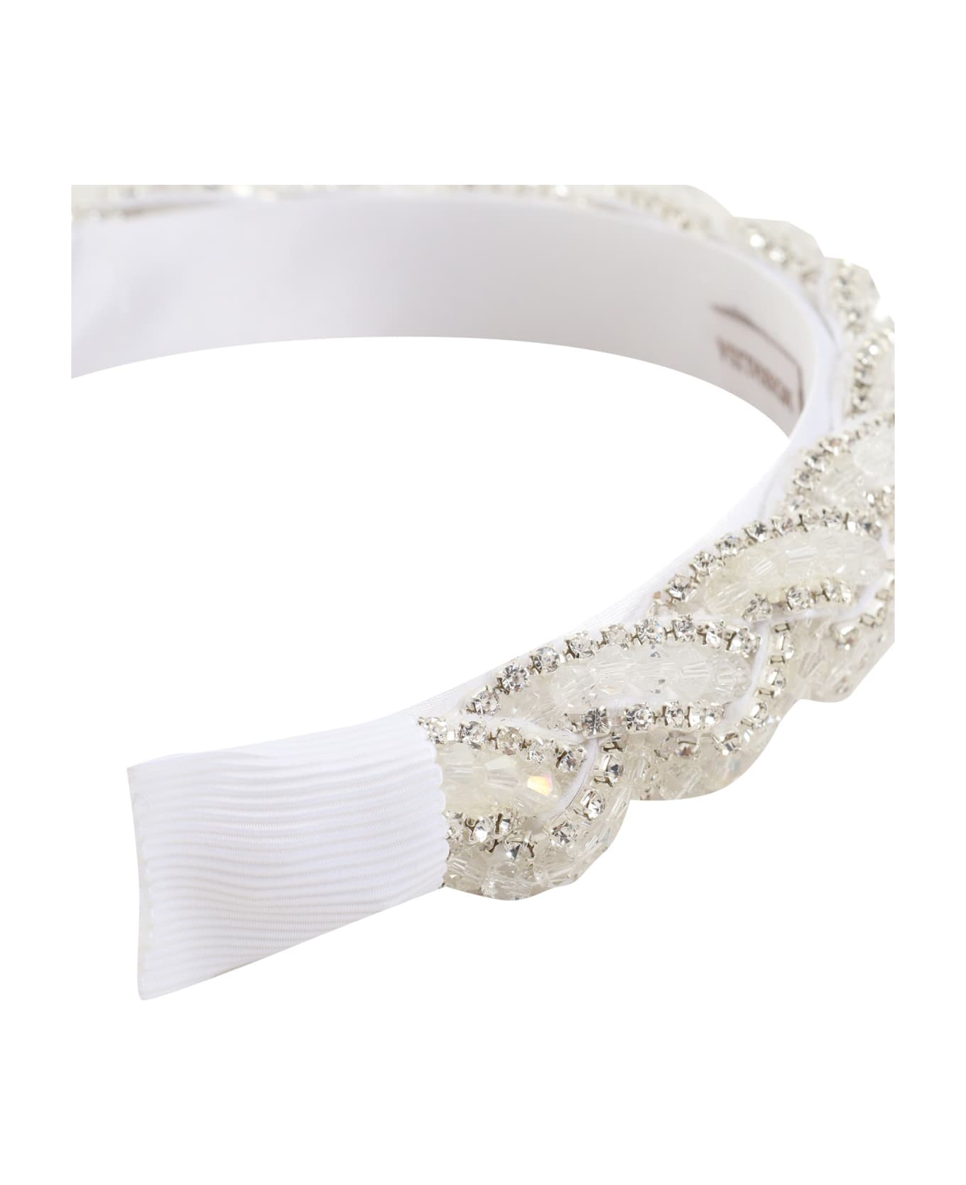 Monnalisa Headband With Applied Rhinestones - WHITE
