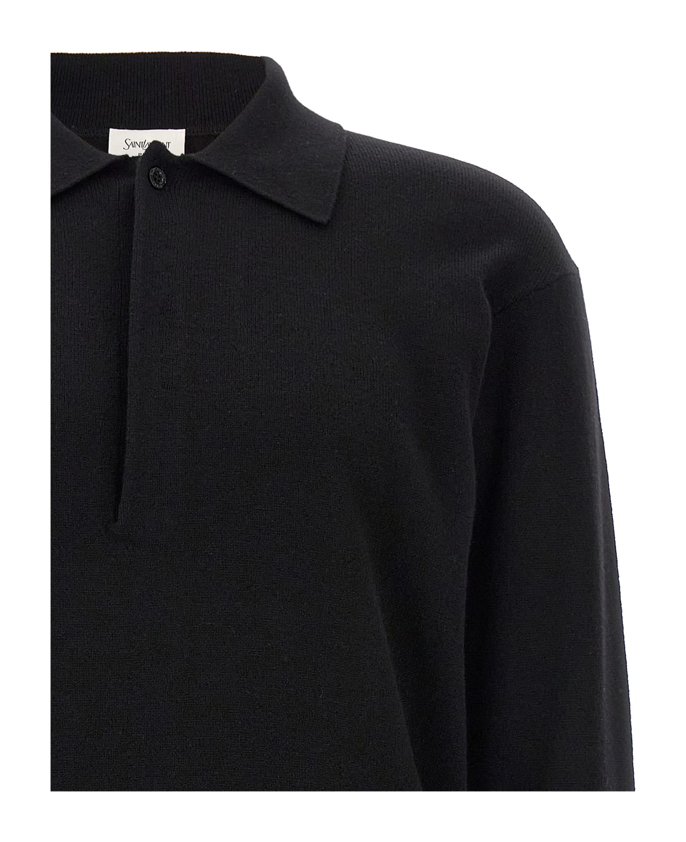 Saint Laurent Wool Polo Shirt - Black